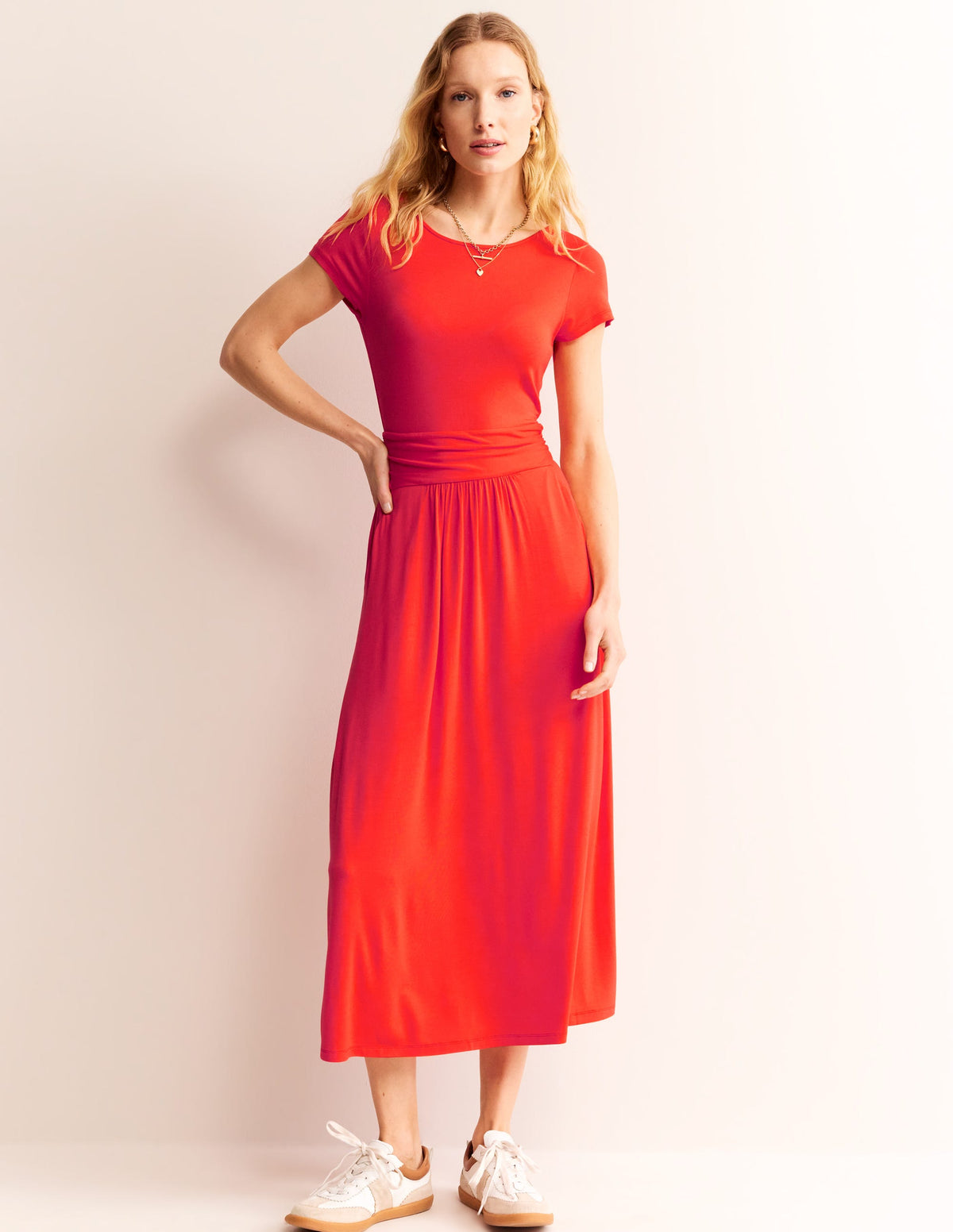 Amelie Jersey Midi Dress-Poppy Red - Image 4