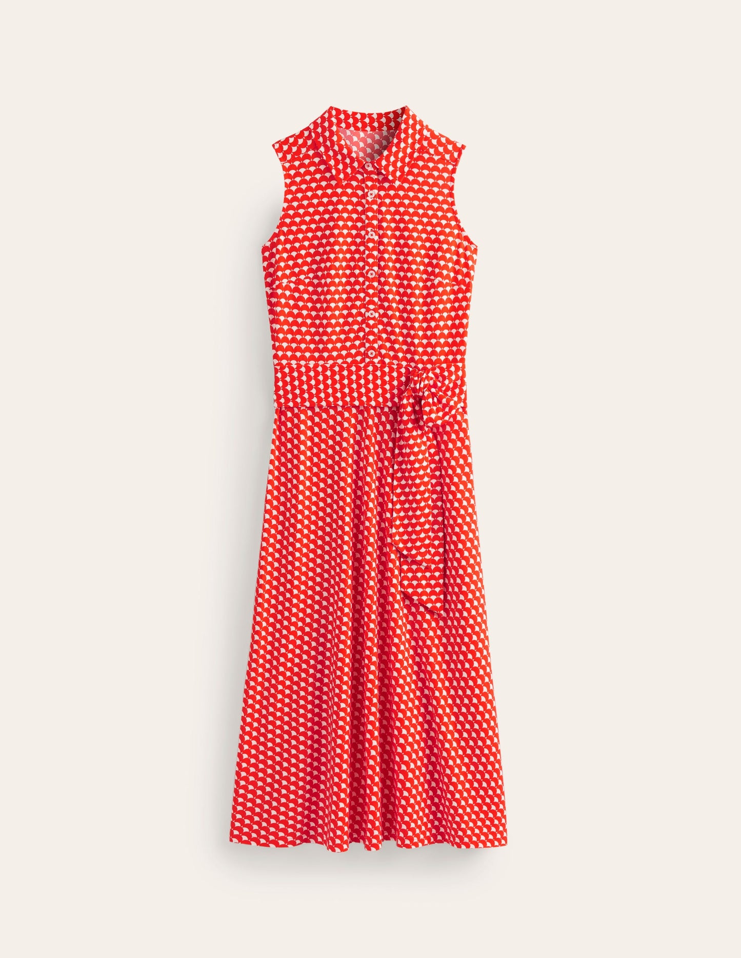 Laura Sleeveless Shirt Dress-Mandarin, Crescent Stamp