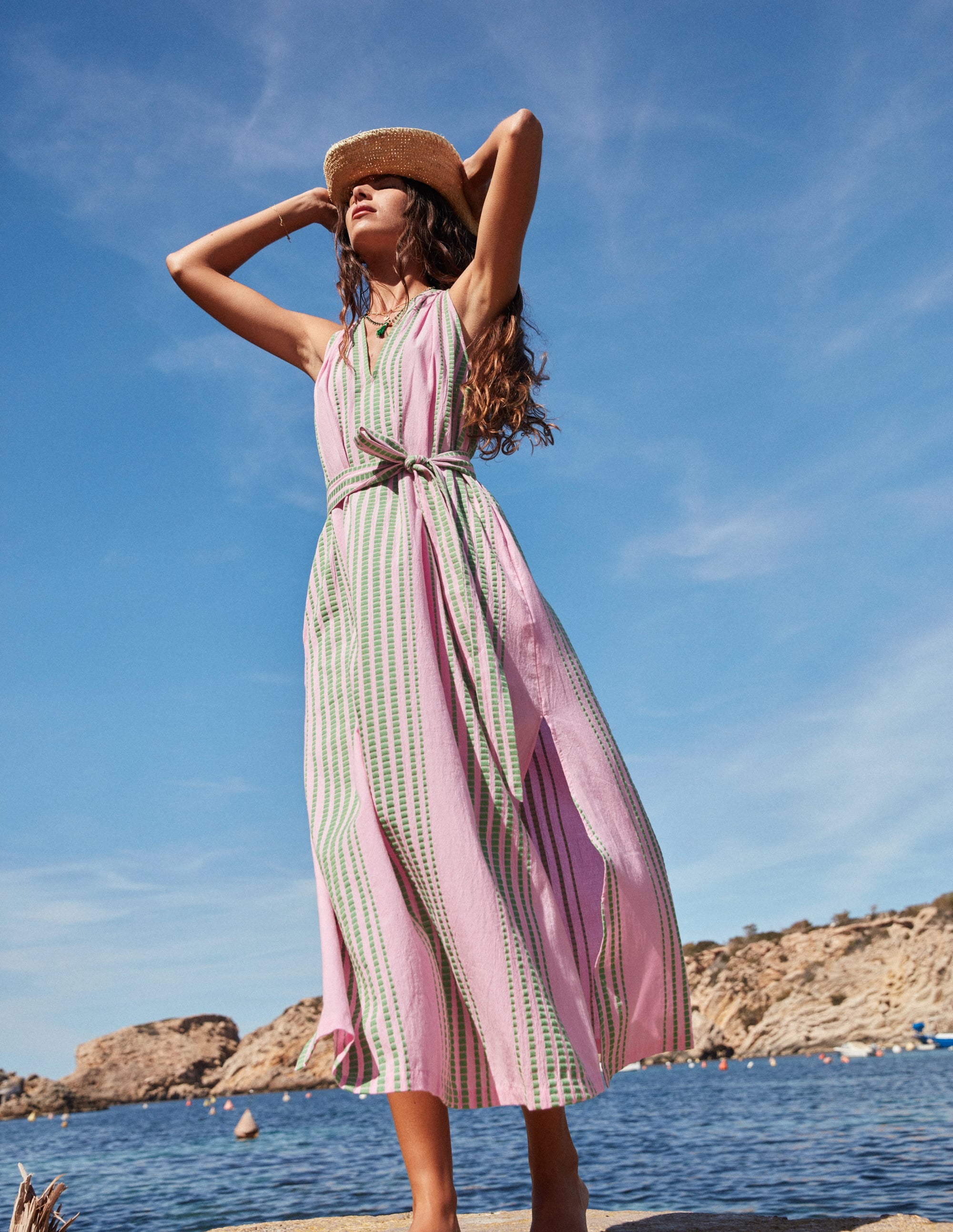 Jacquard Beach Dress-Green and Pink Jacquard - Image 5