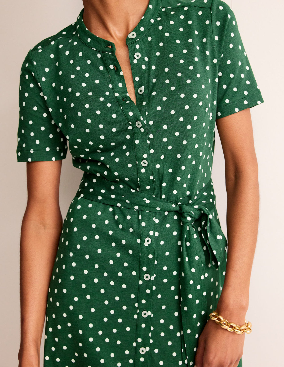 Julia Short Sleeve Shirt Dress-Green, Scattered Brand Spot-2