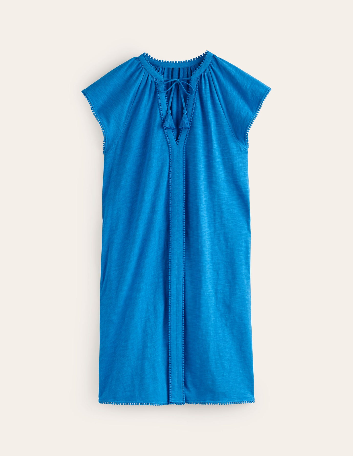 Millie Pom Cotton Dress-Brilliant Blue