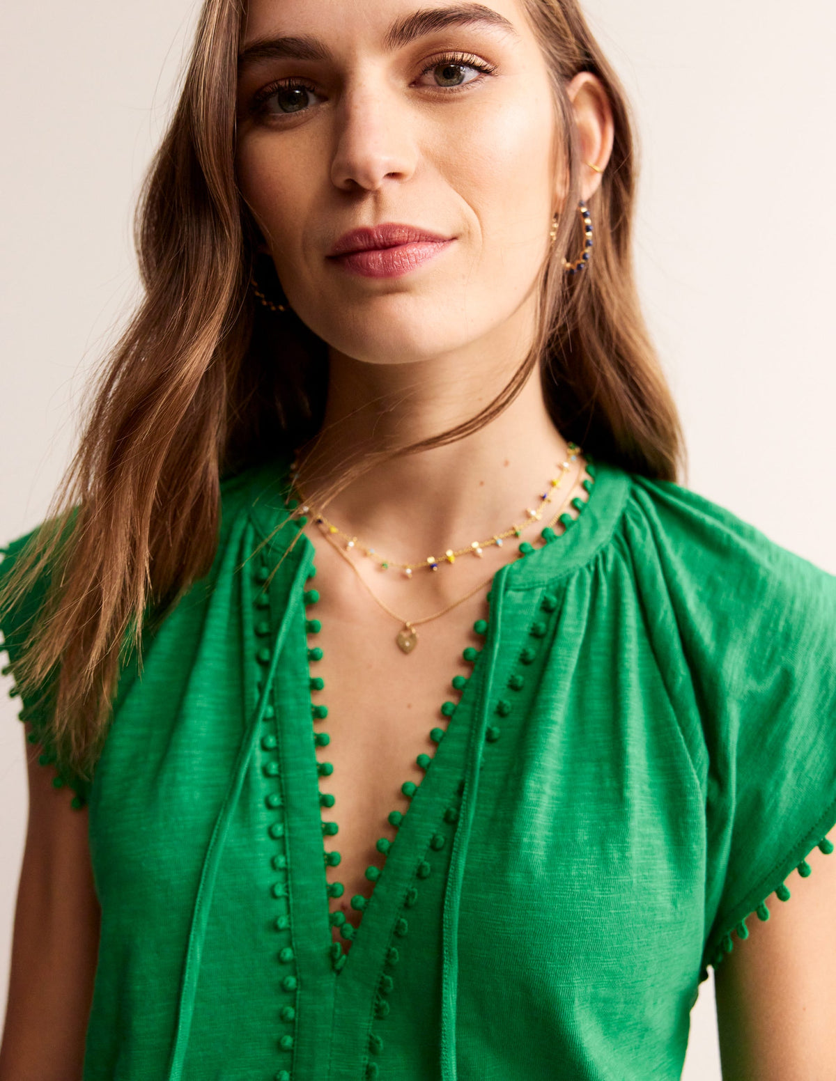 Millie Pom Cotton Dress-Green Tambourine - Image 2