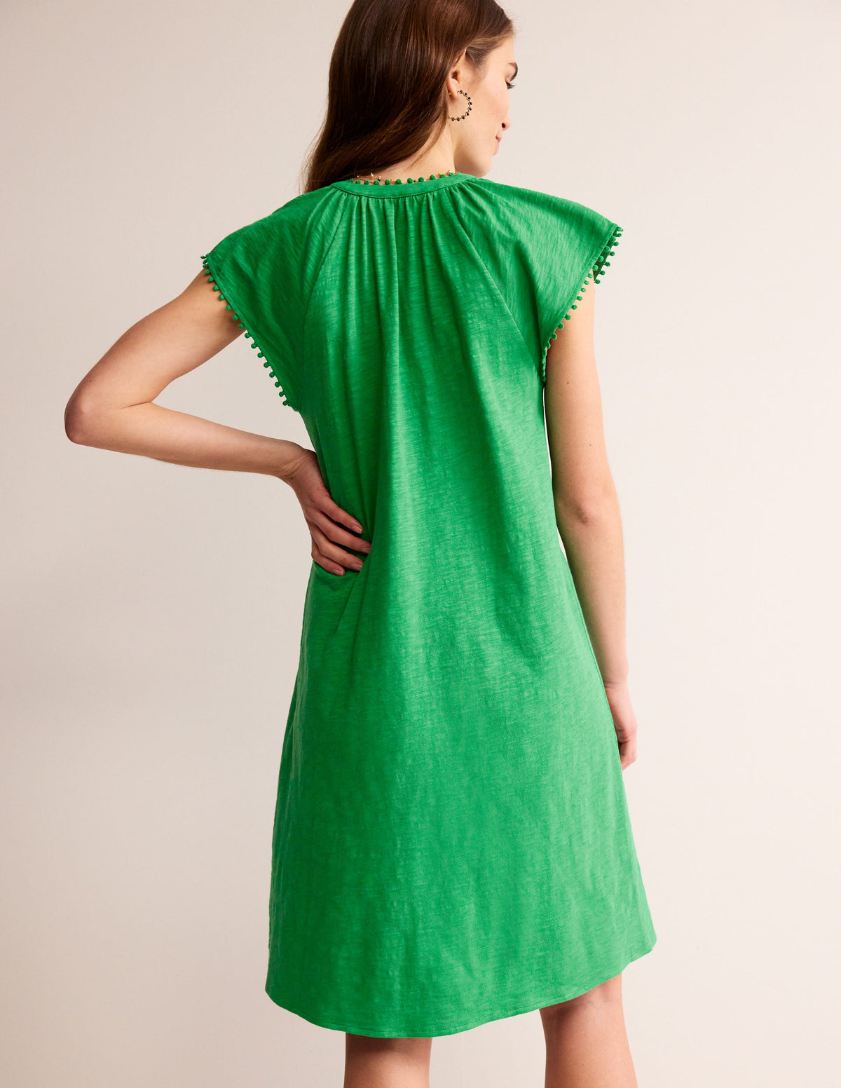 Millie Pom Cotton Dress-Green Tambourine - Image 3