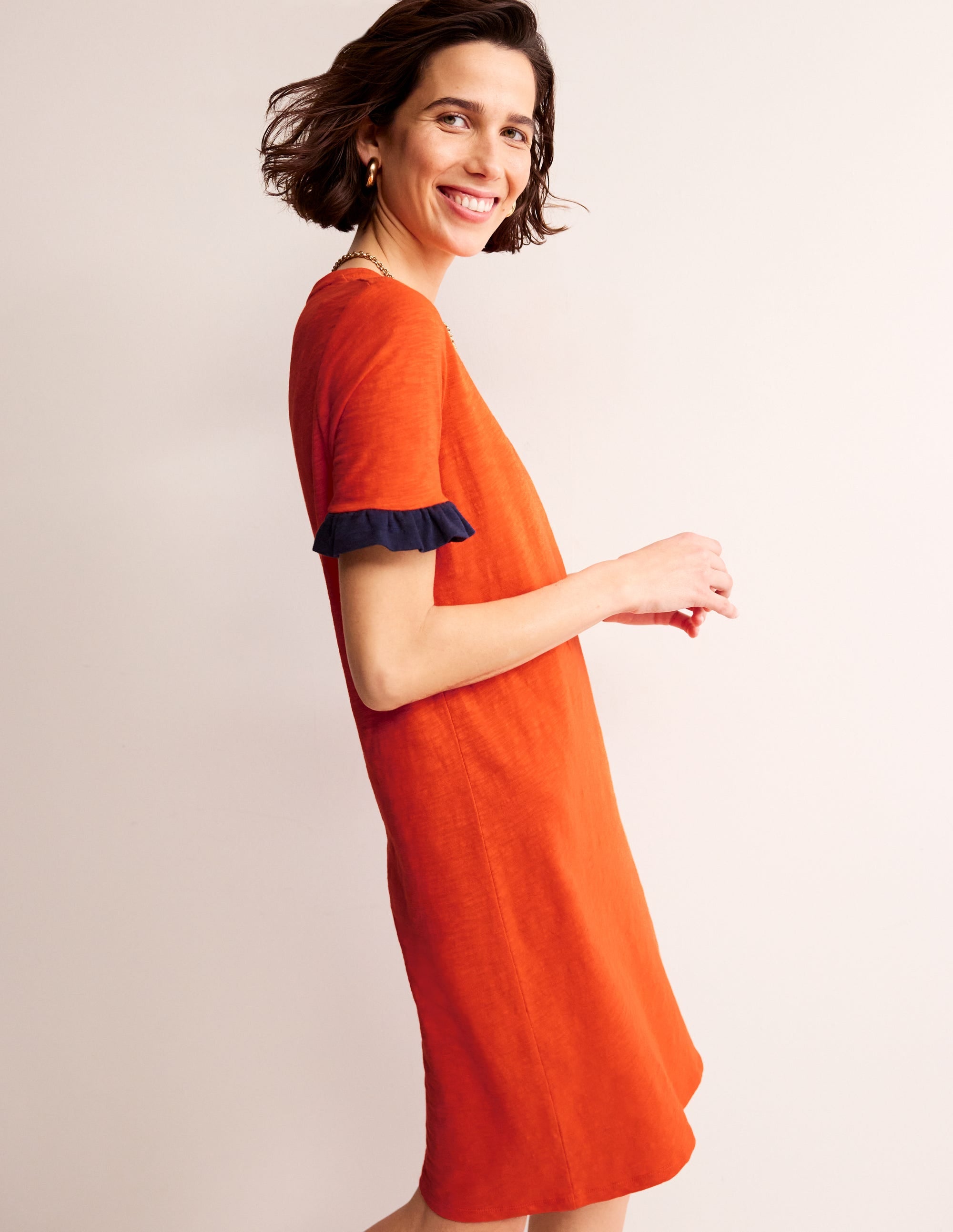 Emily Ruffle Cotton Dress-Fiesta Red - Image 1