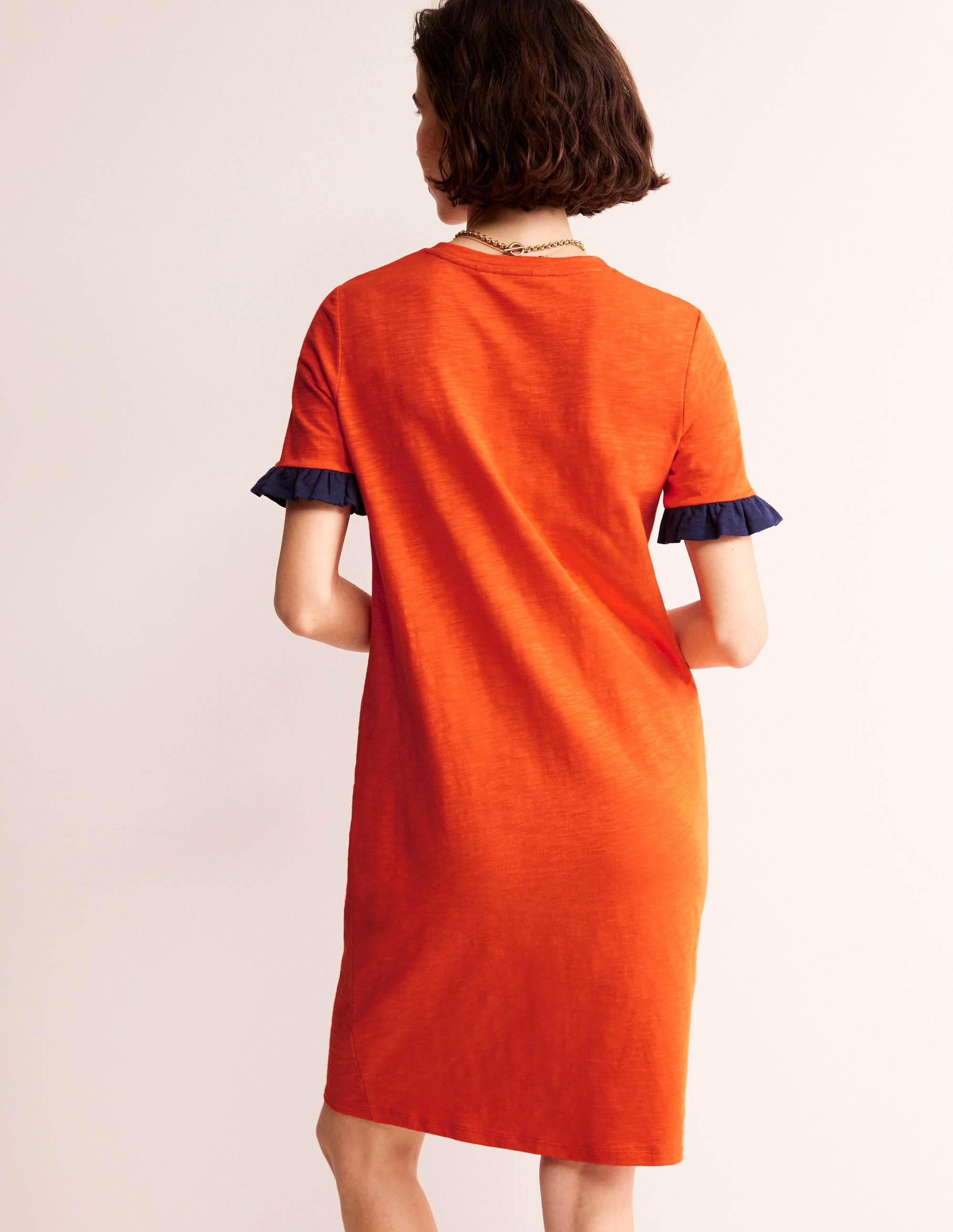 Emily Ruffle Cotton Dress-Fiesta Red - Image 3