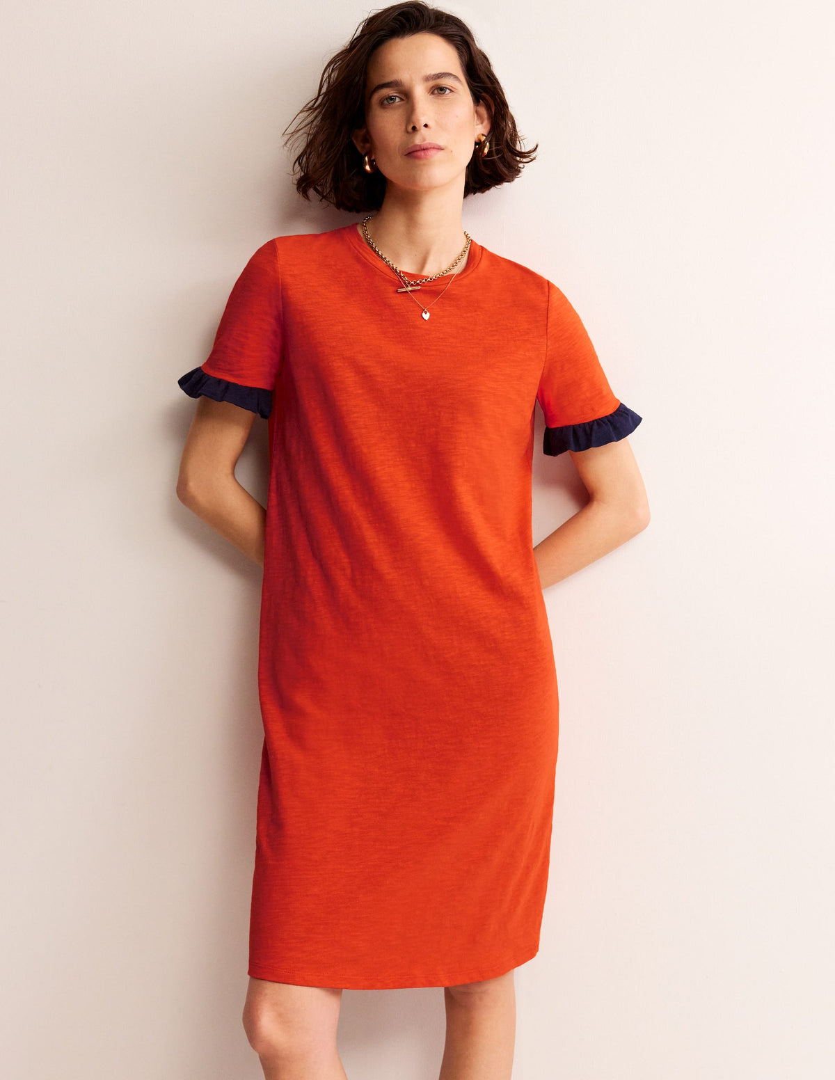 Emily Ruffle Cotton Dress-Fiesta Red - Image 4