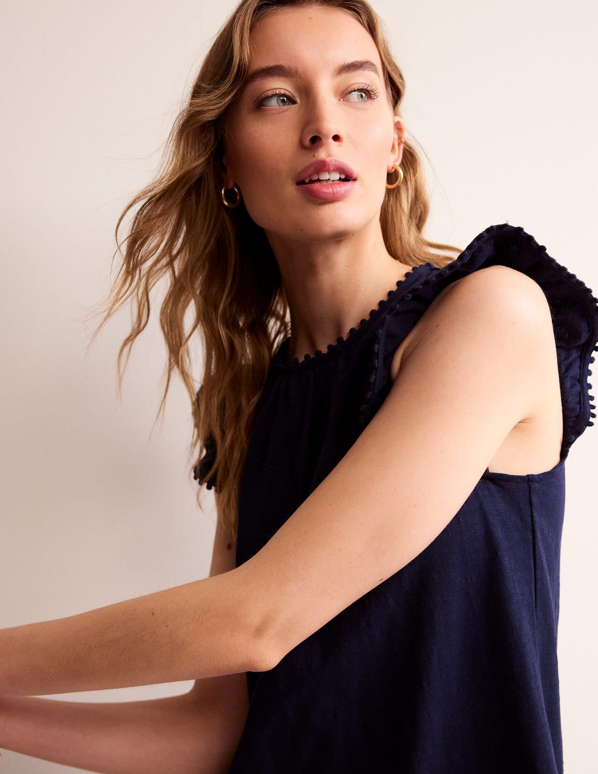 Georgina Pom Ruffle Dress-Navy - Image 2