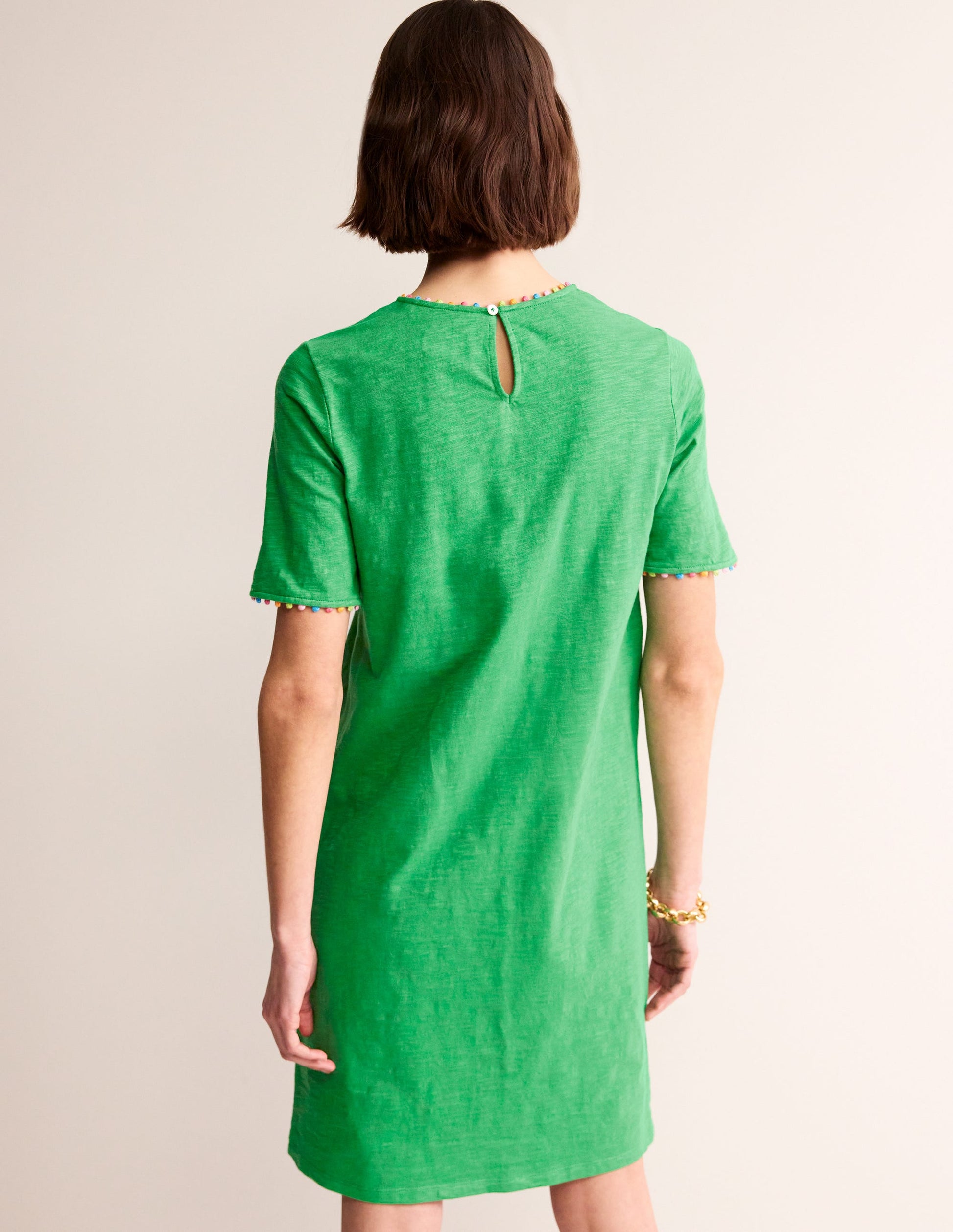 Ali Pom Sleeve Dress-Green Tambourine-3