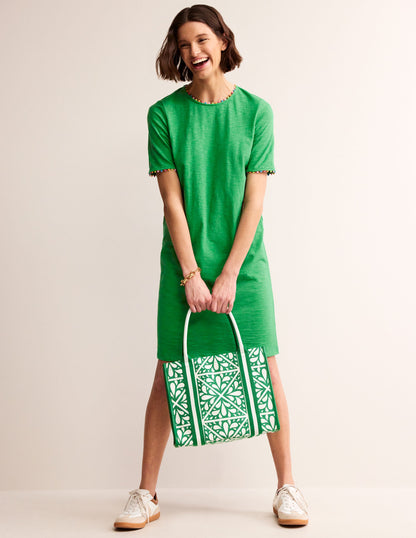 Ali Pom Sleeve Dress-Green Tambourine-4