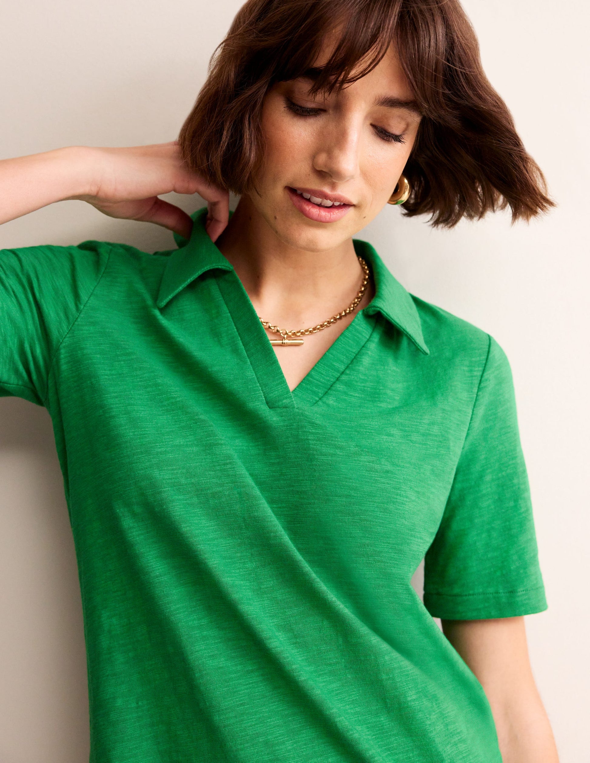 Ingrid Polo Cotton Dress-Green Tambourine-2