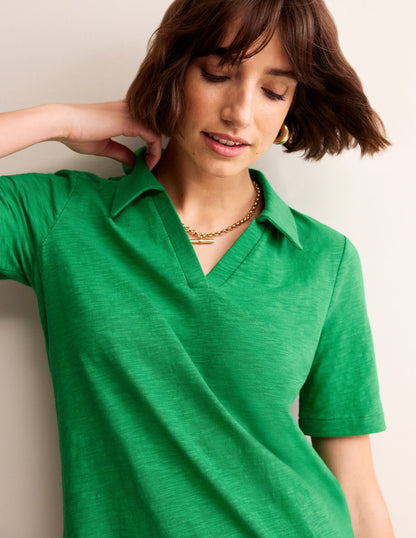 Ingrid Polo Cotton Dress-Green Tambourine-2