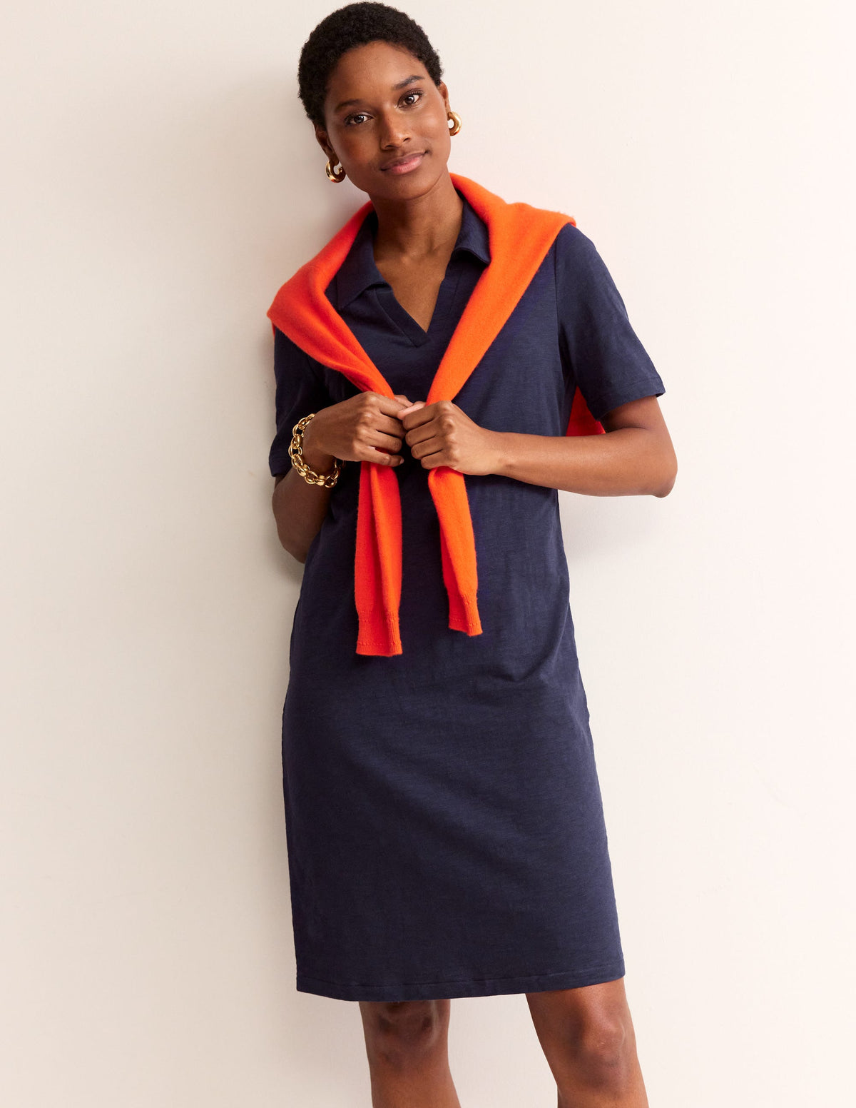 Ingrid Polo Cotton Dress-Navy - Image 1