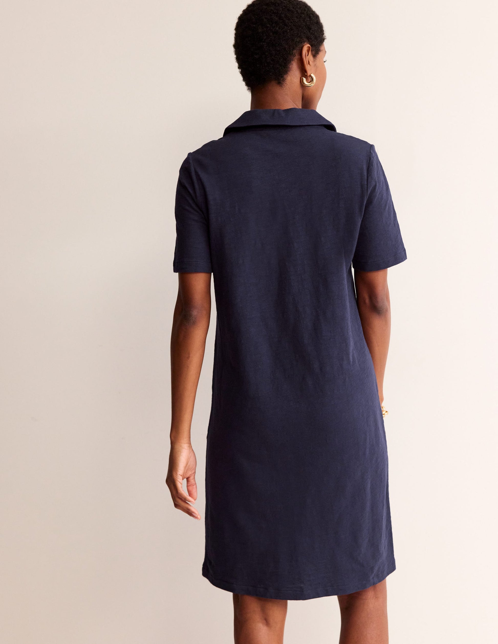 Ingrid Polo Cotton Dress-Navy-3