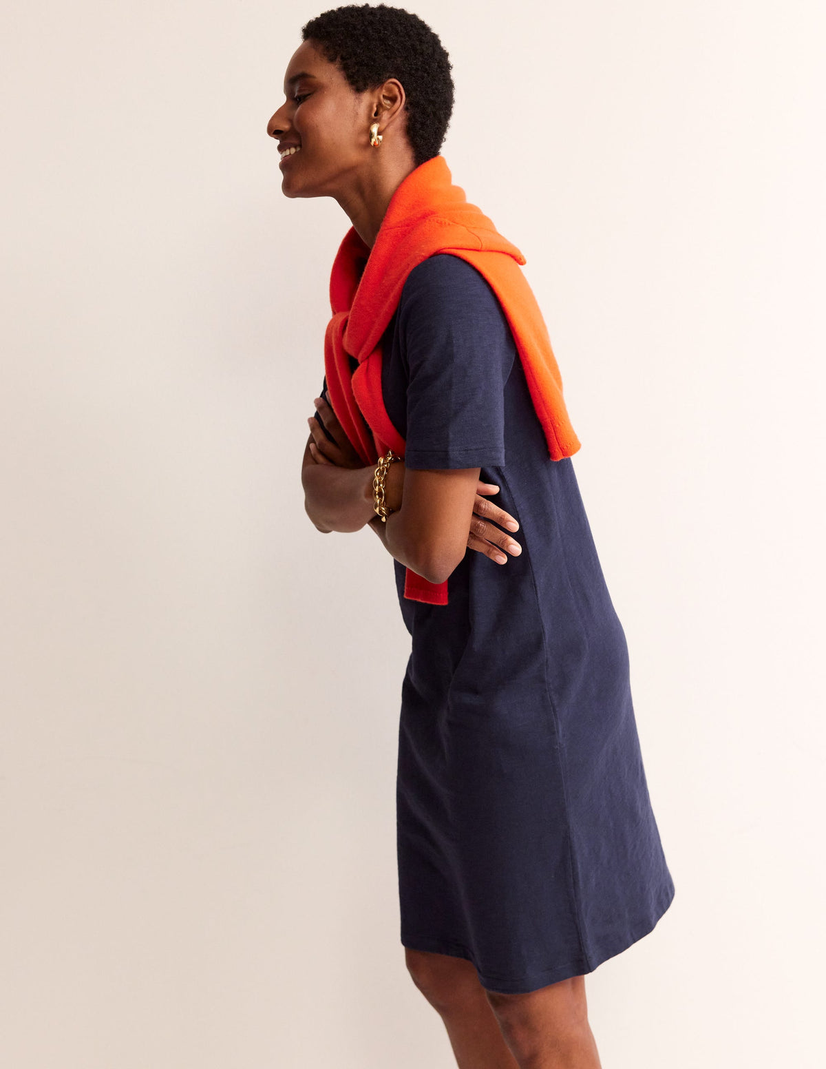 Ingrid Polo Cotton Dress-Navy - Image 4