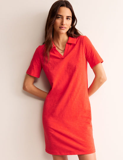 Ingrid Polo Cotton Dress-Poppy Red-1