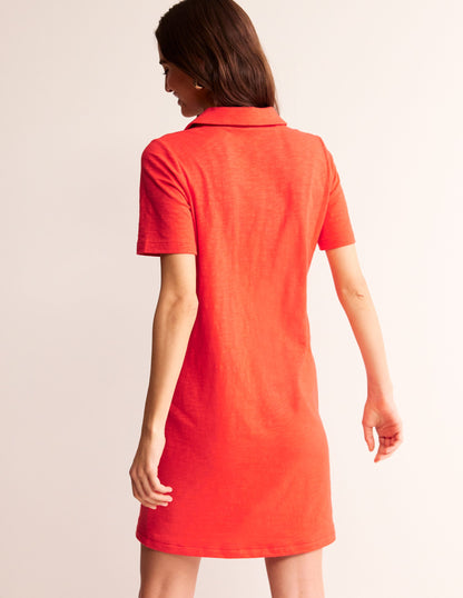 Ingrid Polo Cotton Dress-Poppy Red-3