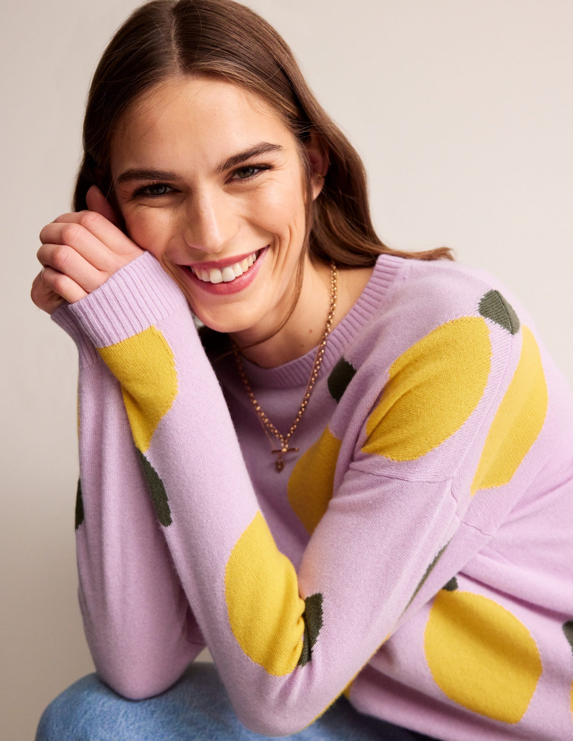 Lydia Cashmere Jumper-Soft Lavender, Lemons-1