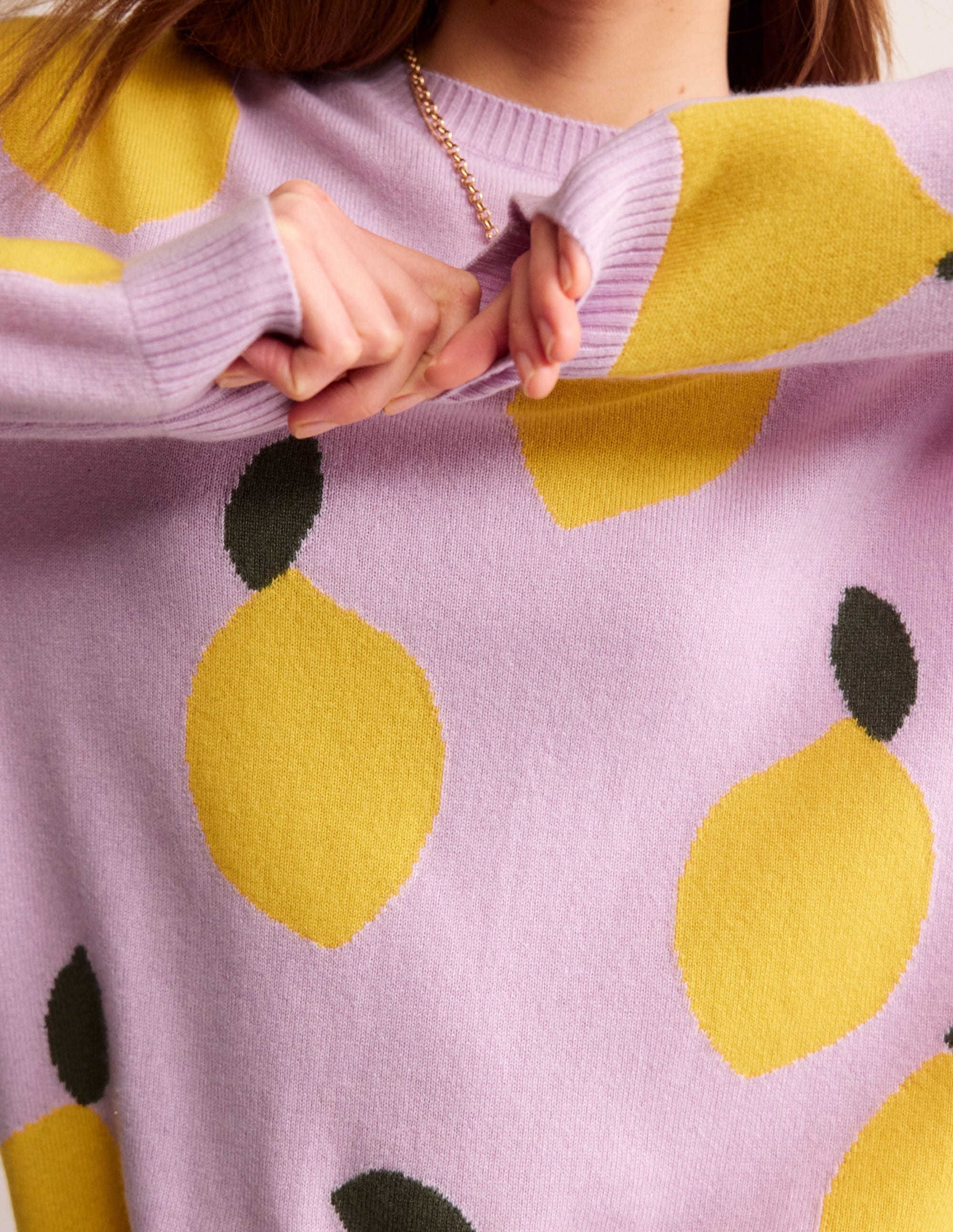 Lydia Cashmere Jumper-Soft Lavender, Lemons - Image 3