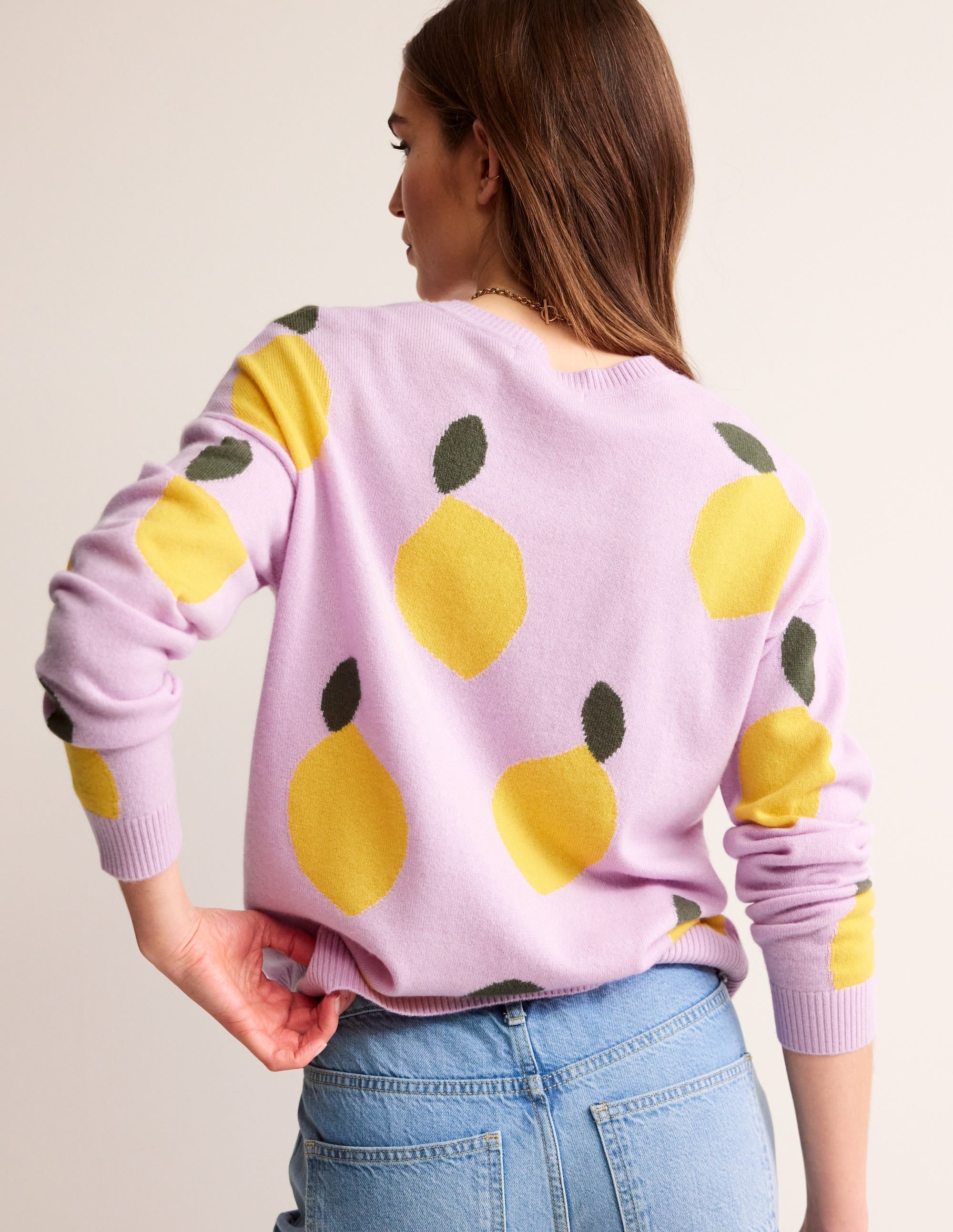 Lydia Cashmere Jumper-Soft Lavender, Lemons - Image 4
