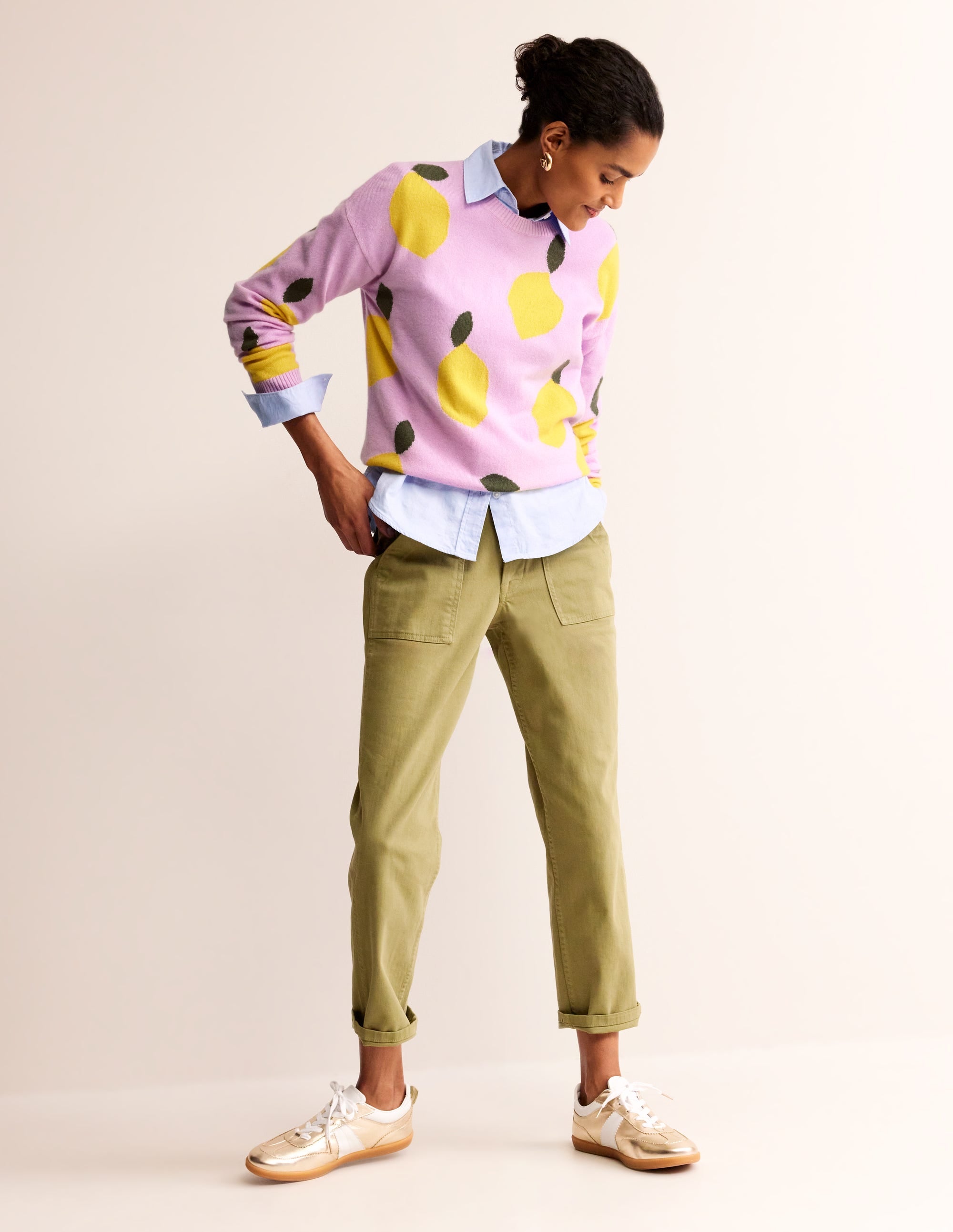 Lydia Cashmere Jumper-Soft Lavender, Lemons - Image 5