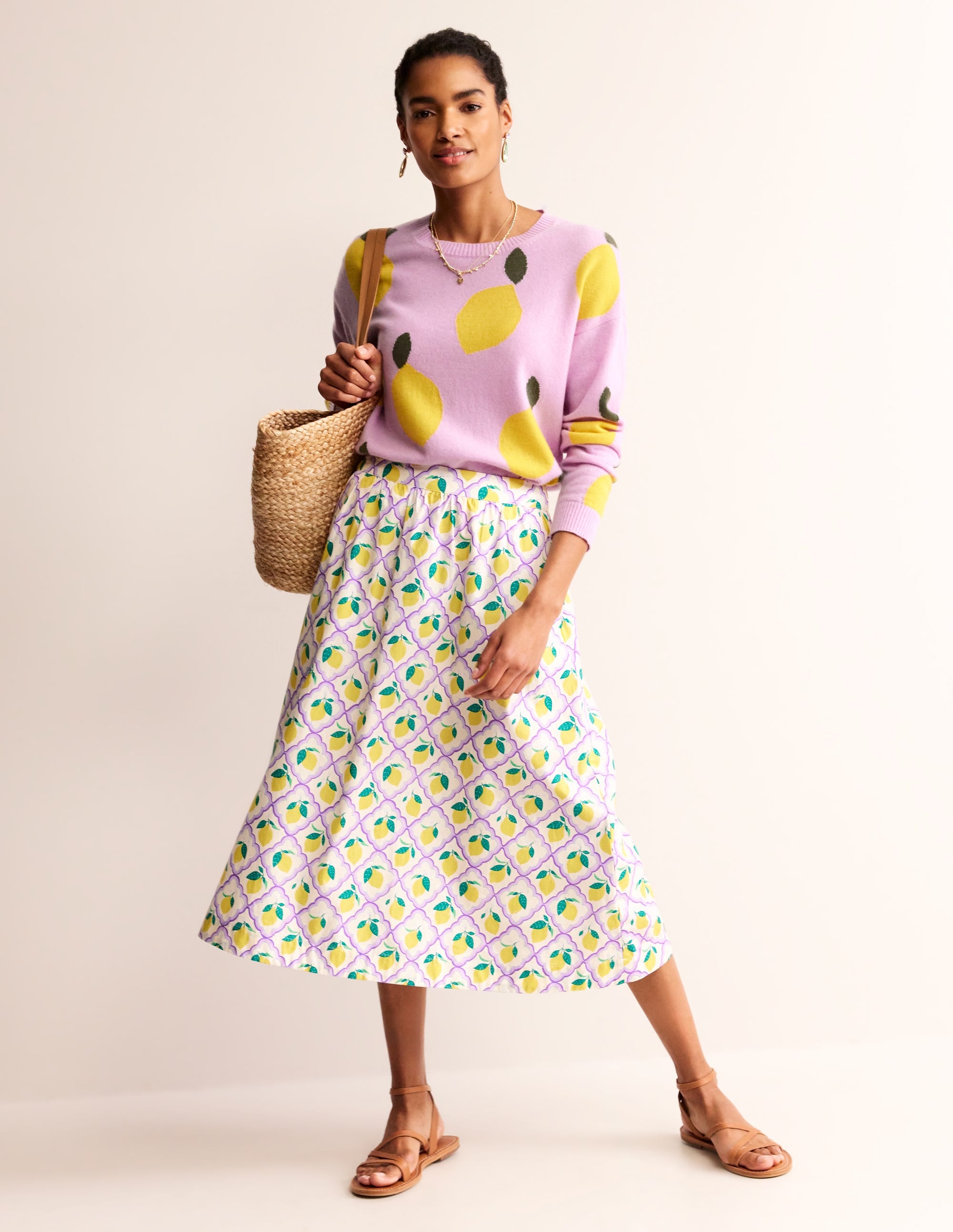 Lydia Cashmere Jumper-Soft Lavender, Lemons - Image 7