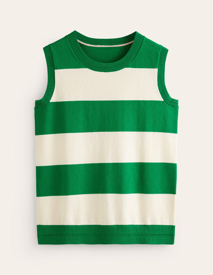 Catriona Crew Neck Cotton Vest-Rich Emerald / Ivory-6