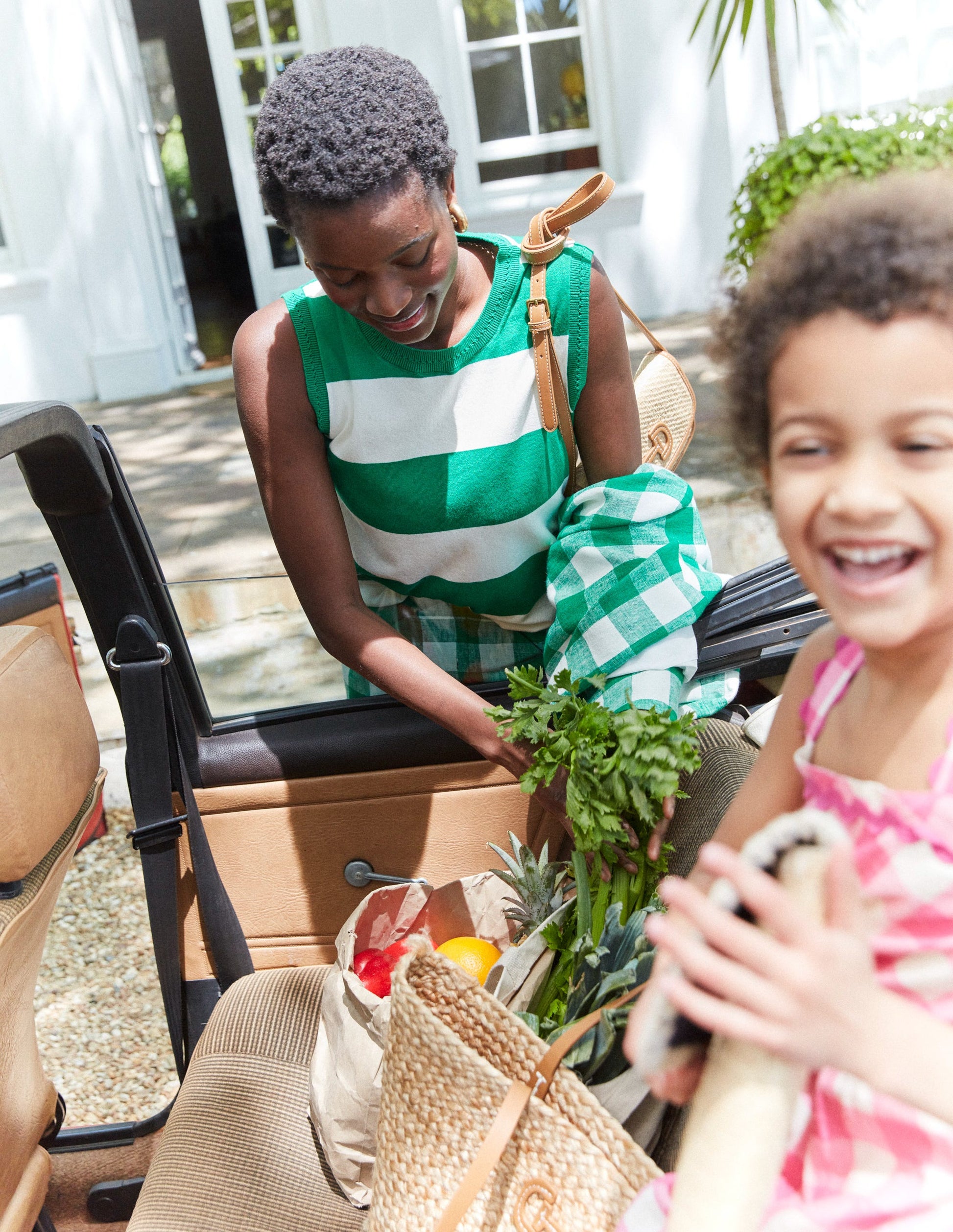 Catriona Crew Neck Cotton Vest-Rich Emerald / Ivory-5