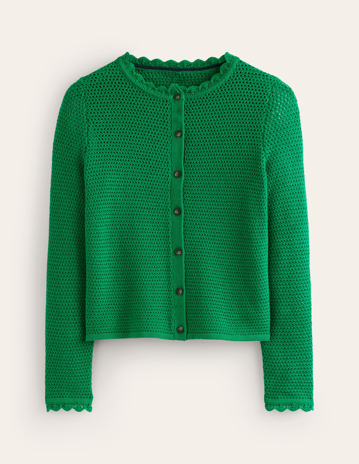 Textured Scallop Cardigan-Rich Emerald-5