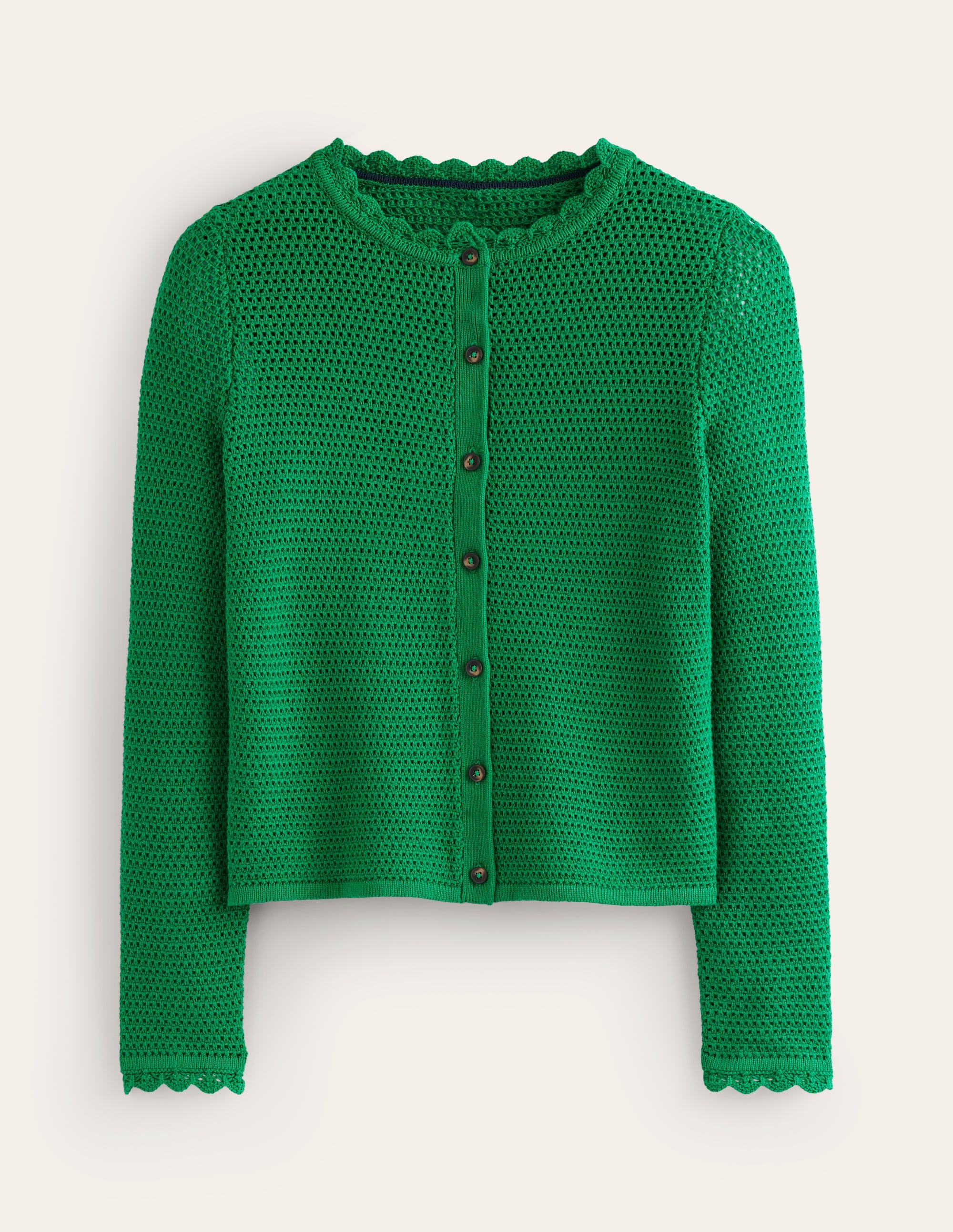 Textured Scallop Cardigan-Rich Emerald - Image 5