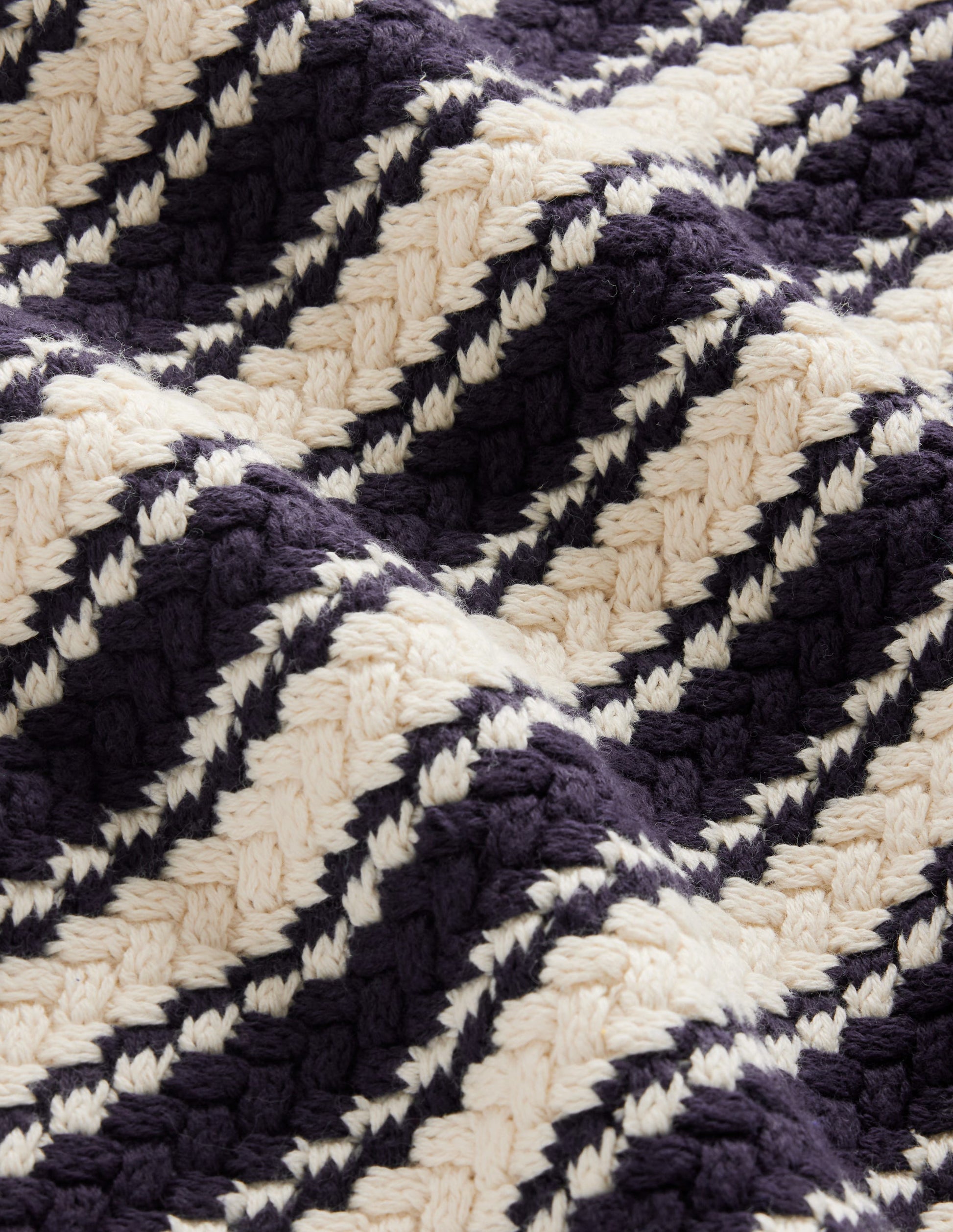 Textured Cotton Stripe Sweater-Navy, Ivory Textured Stripe-6