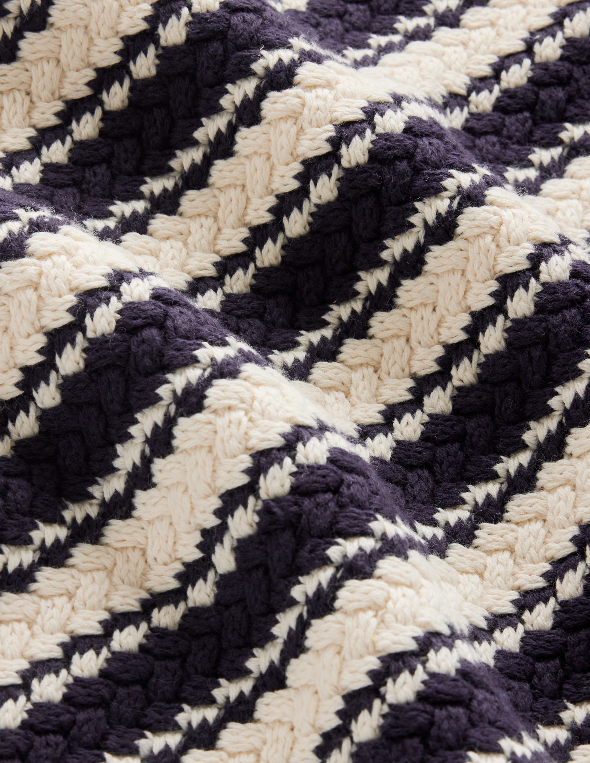 Textured Cotton Stripe Sweater-Navy, Ivory Textured Stripe - Image 6