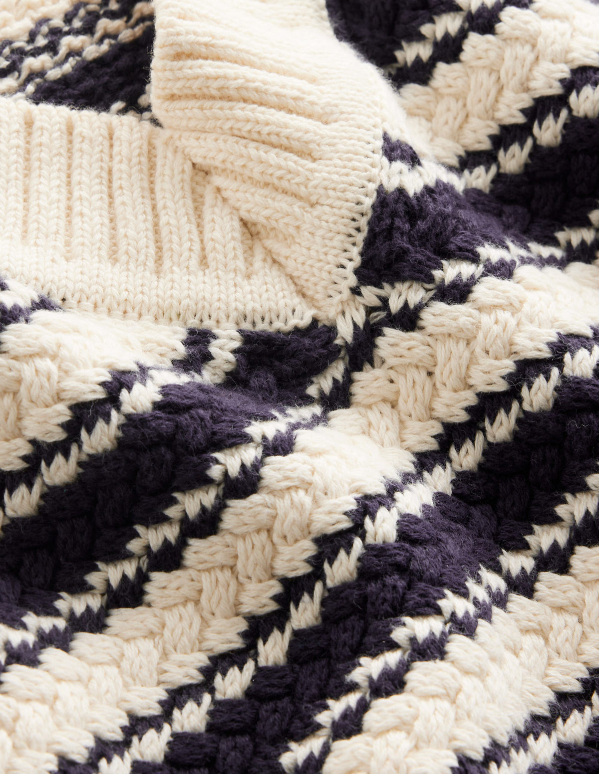 Textured Cotton Stripe Vest-Navy, Ivory Textured Stripe - Image 7