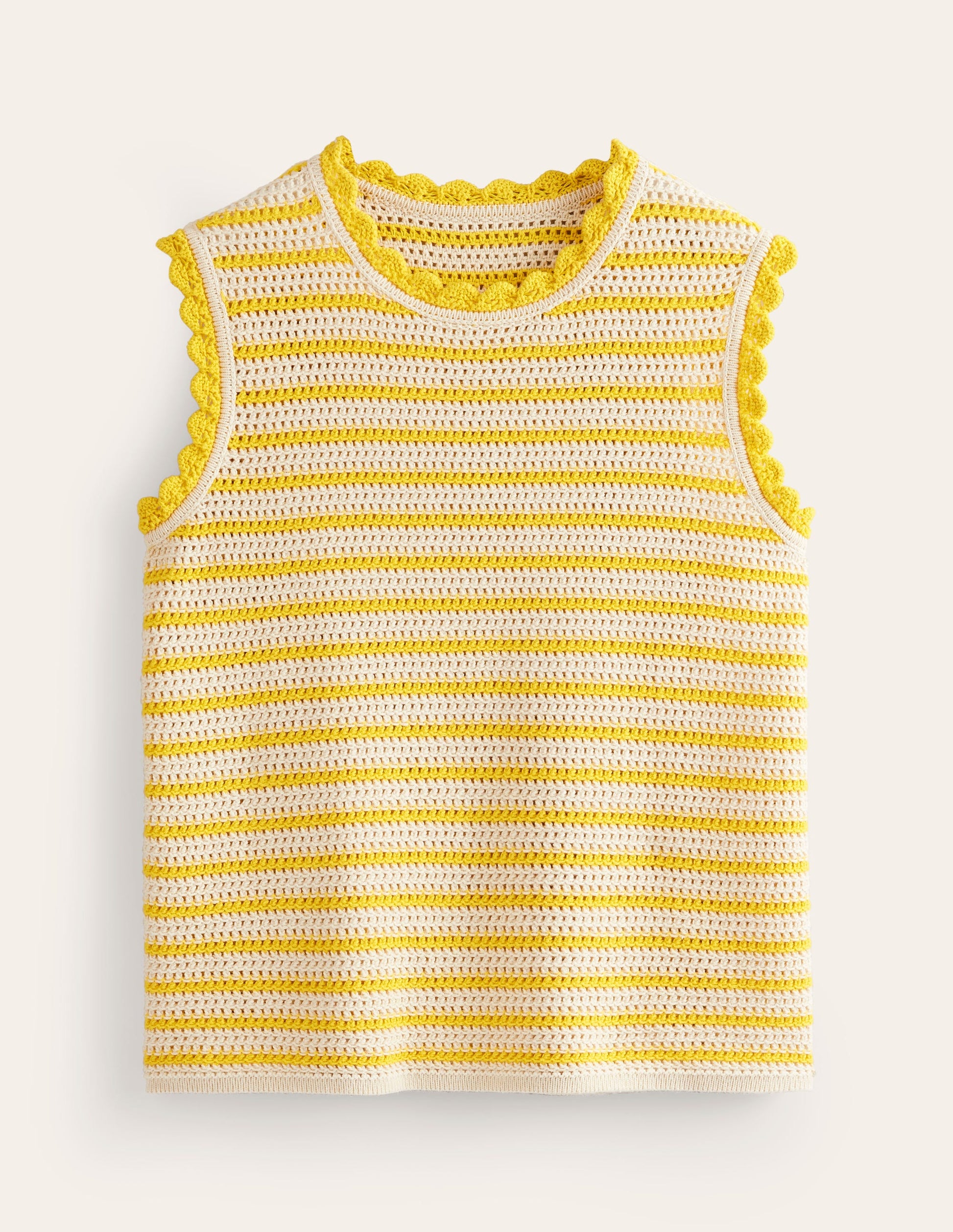 Textured Scallop Vest-Ivory/ Mimosa Yellow-6