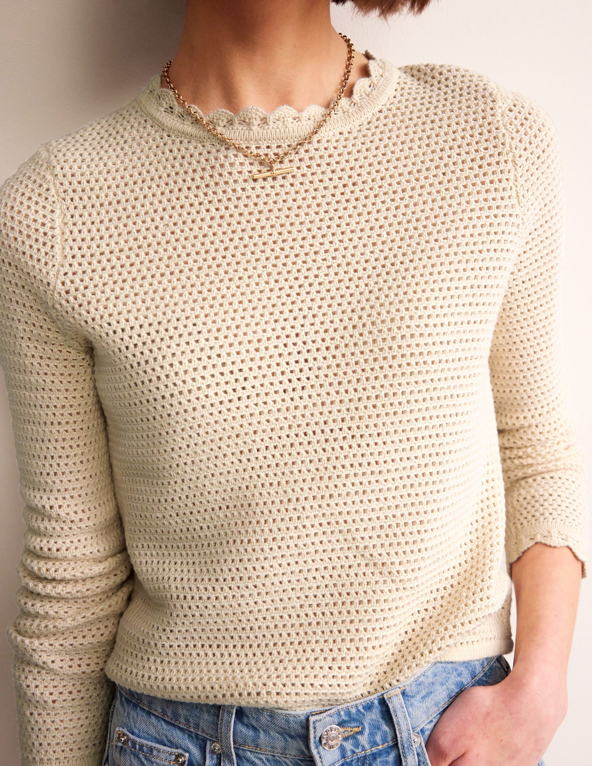 Textured Scallop Sweater-Warm Ivory-2