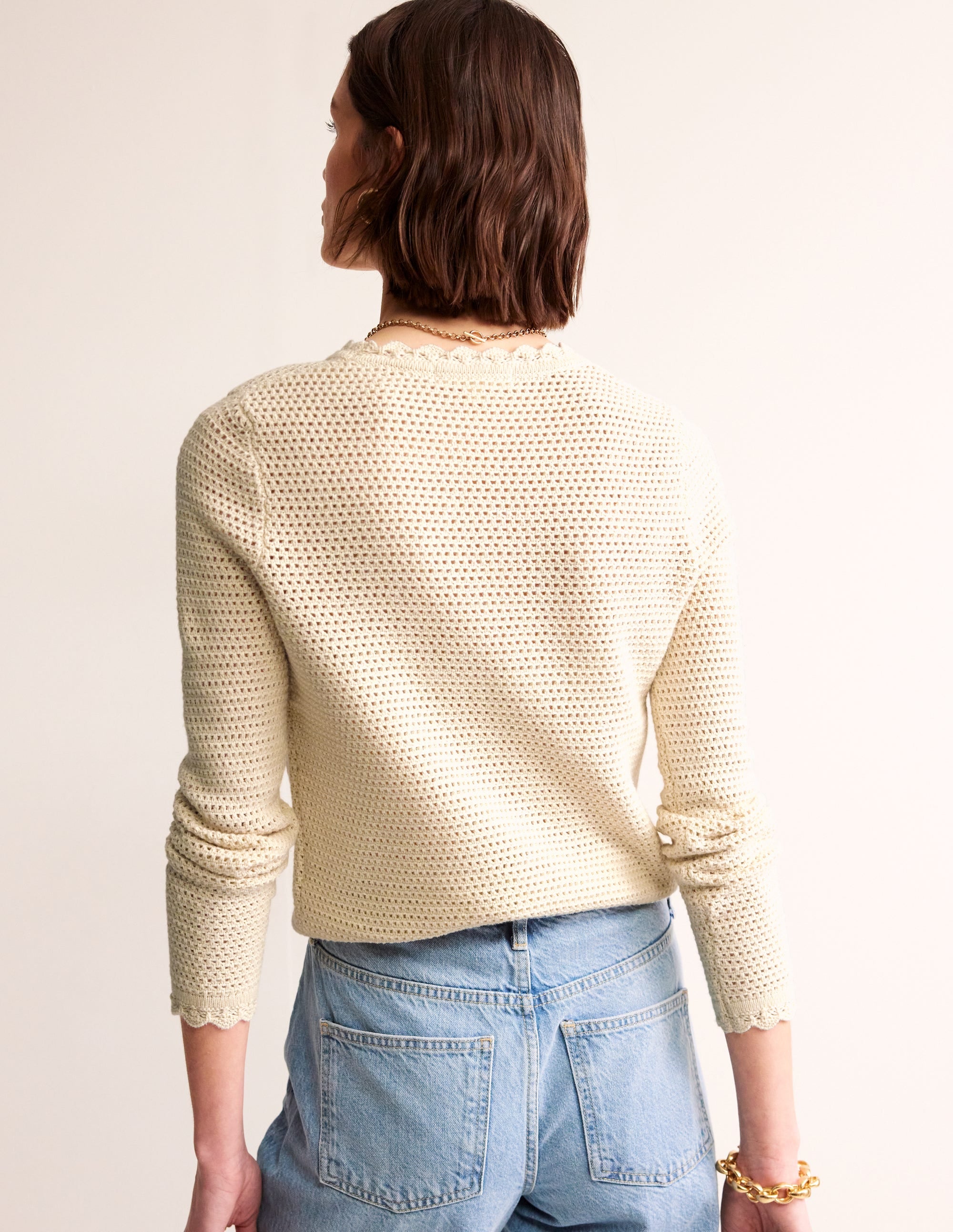 Textured Scallop Sweater-Warm Ivory - Image 3