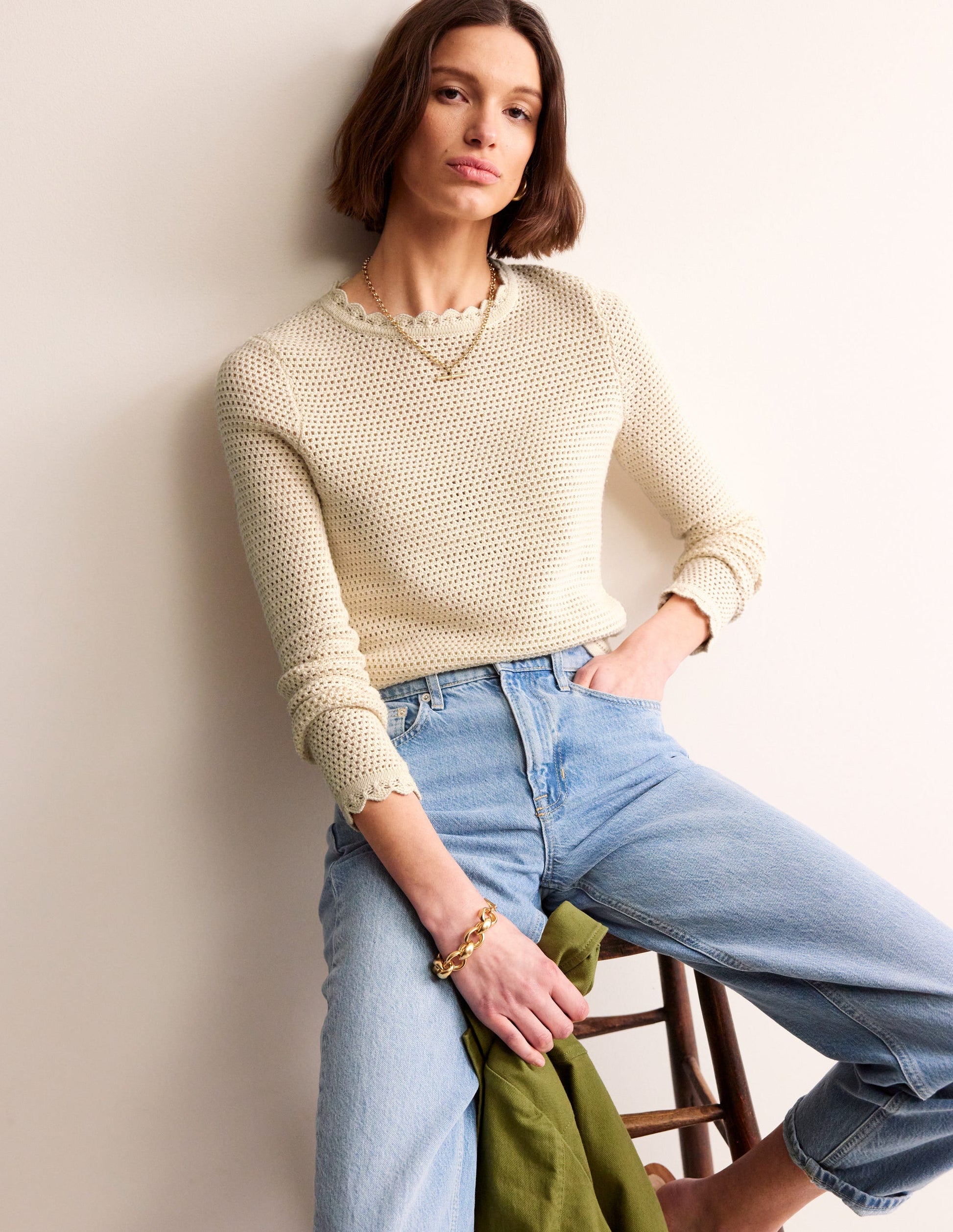 Textured Scallop Sweater-Warm Ivory-4