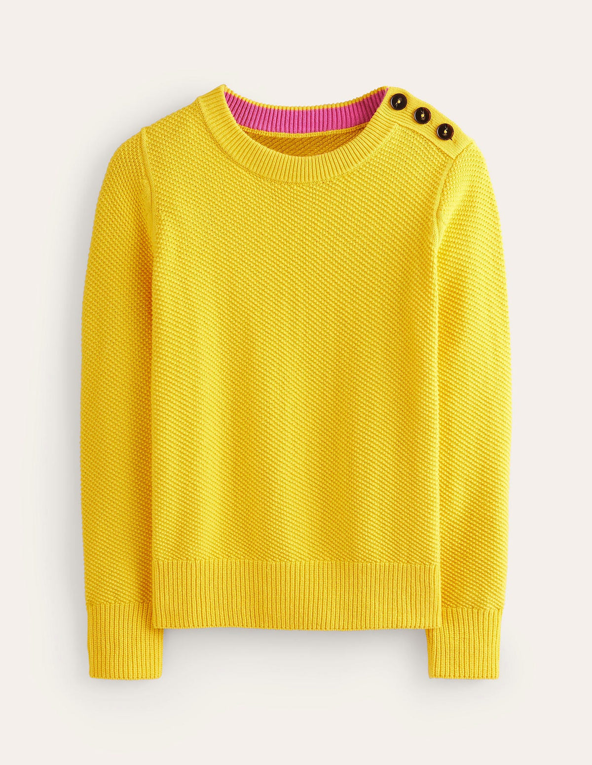 Button Detail Stitch Sweater-Super Lemon Yellow-5