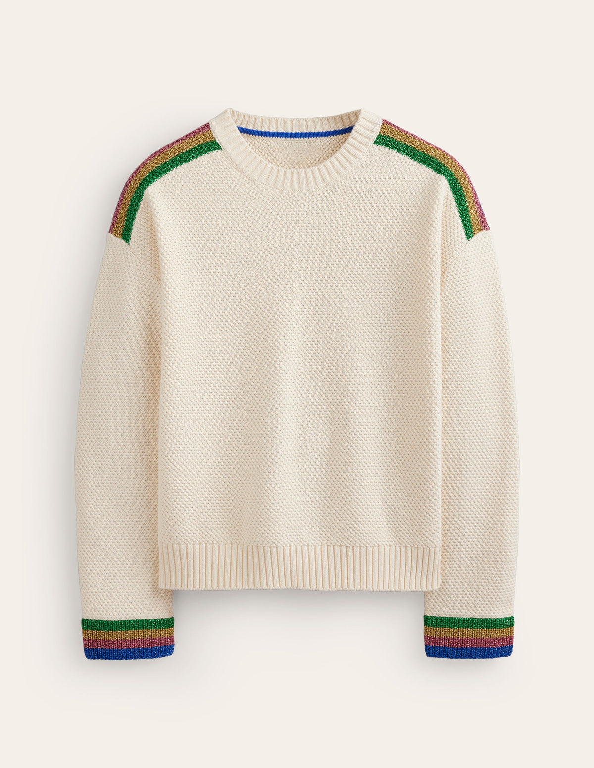 Metallic Stripe Sweater-Warm Ivory - Image 6