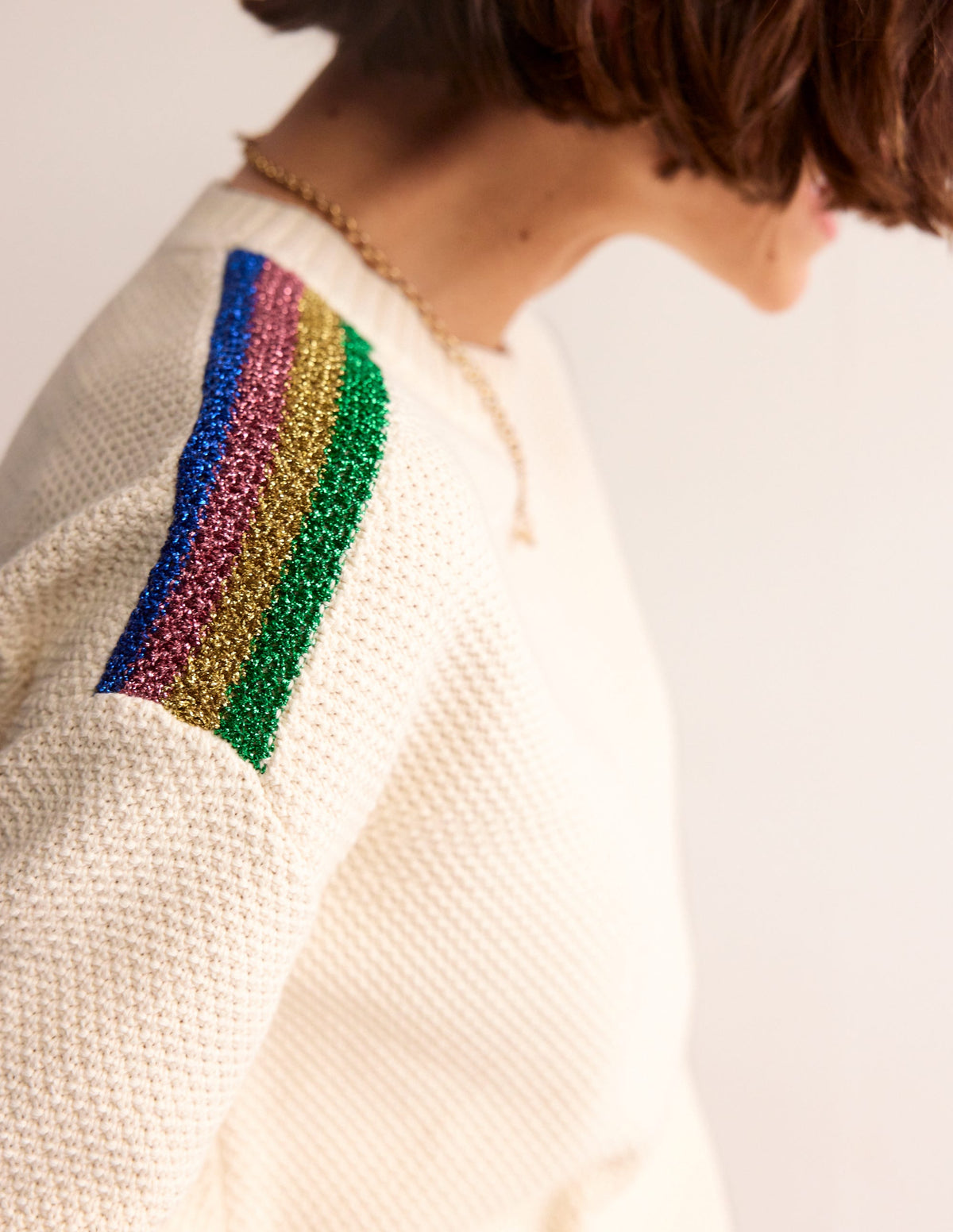 Metallic Stripe Sweater-Warm Ivory-3