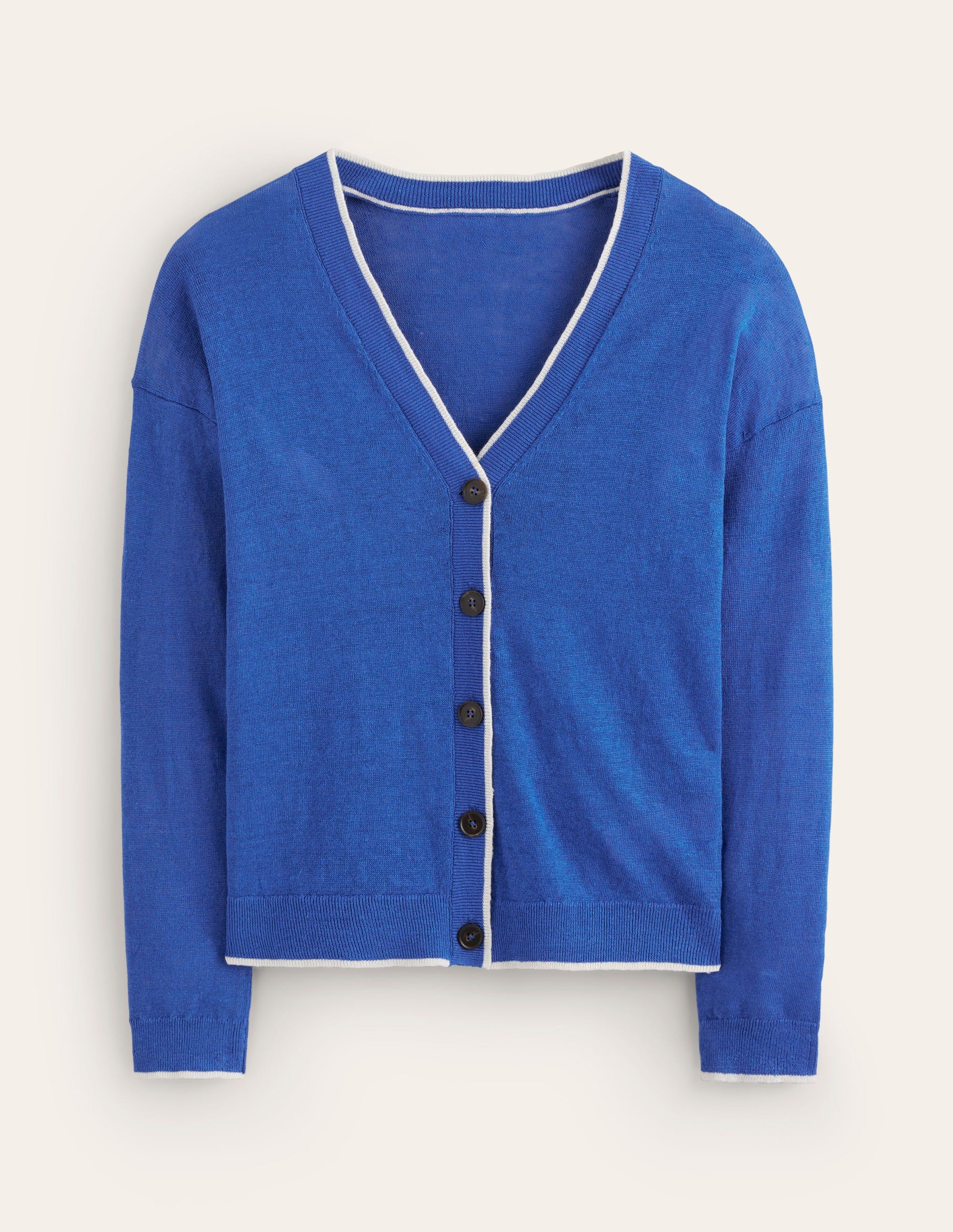Maggie V-Neck Linen Cardigan-Mariner Blue-8