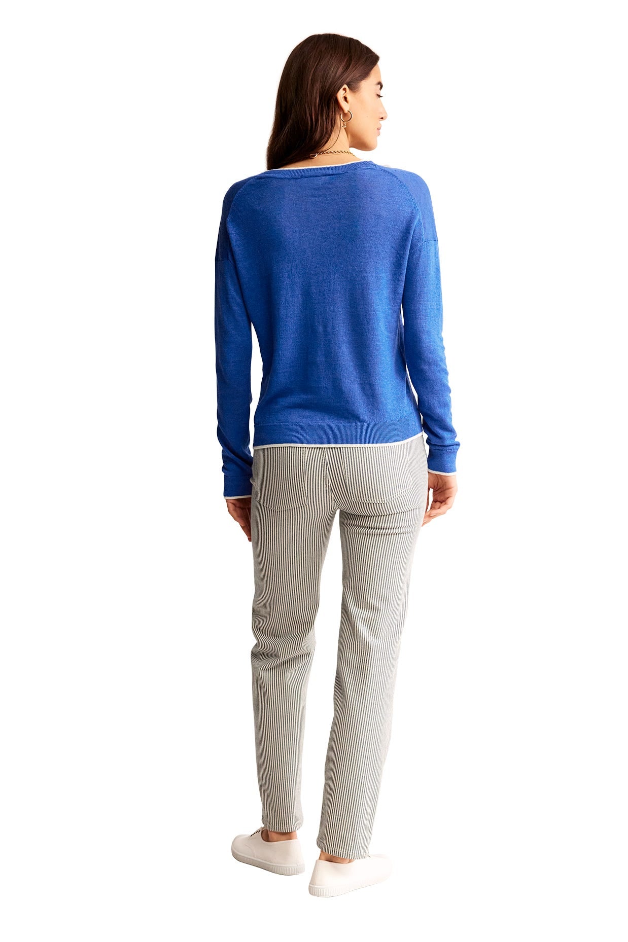 Maggie V-Neck Linen Cardigan-Mariner Blue-6