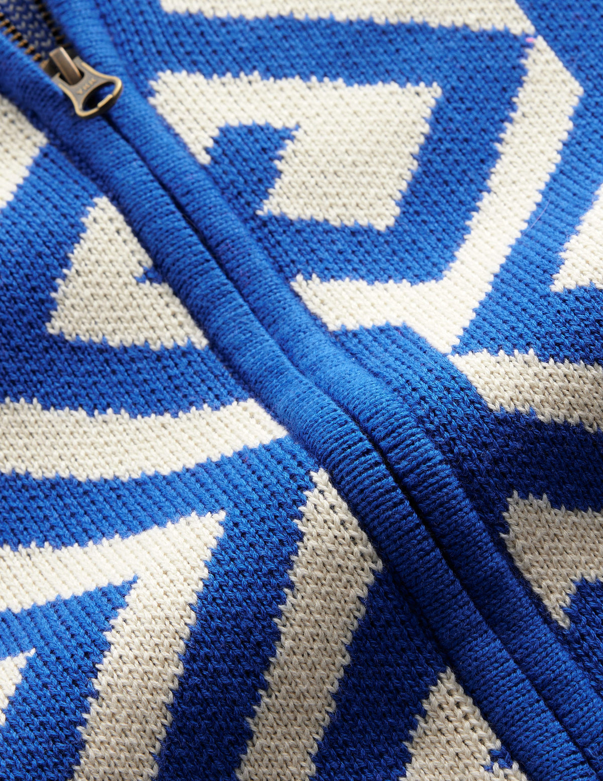 Jacquard Zip Up Cardigan-Mariner Blue, Maze - Image 6