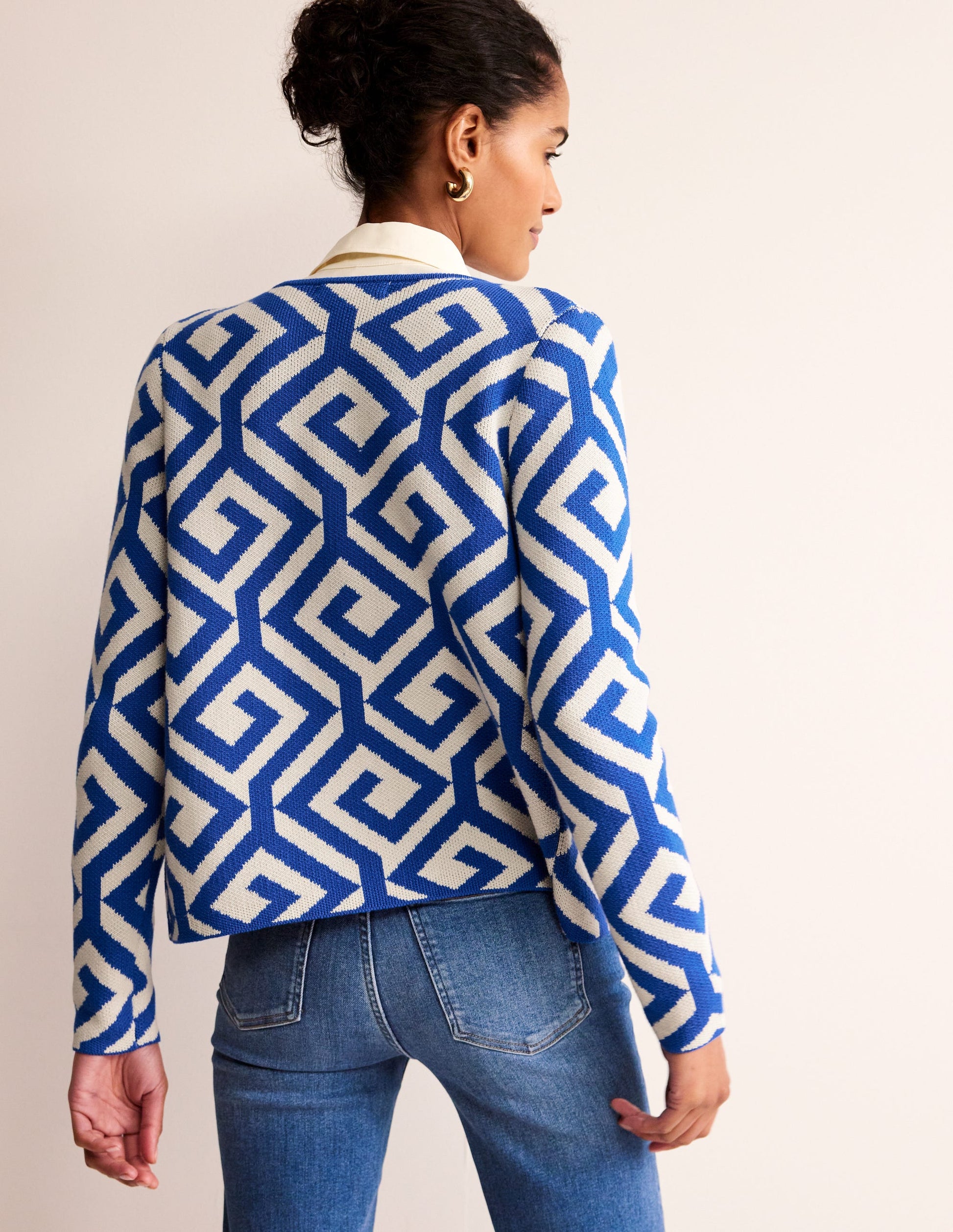 Jacquard Zip Up Cardigan-Mariner Blue, Maze-3
