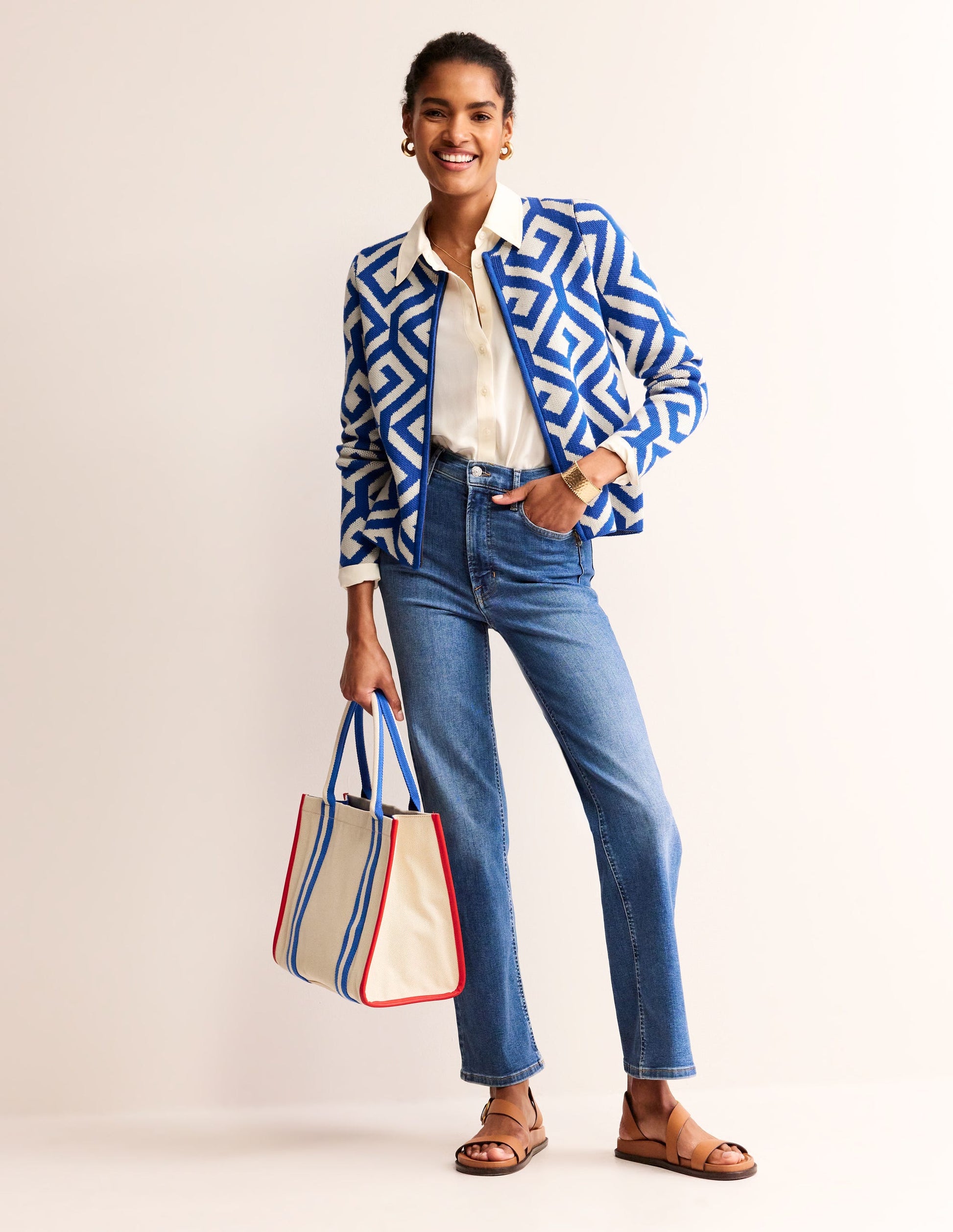 Jacquard Zip Up Cardigan-Mariner Blue, Maze-4