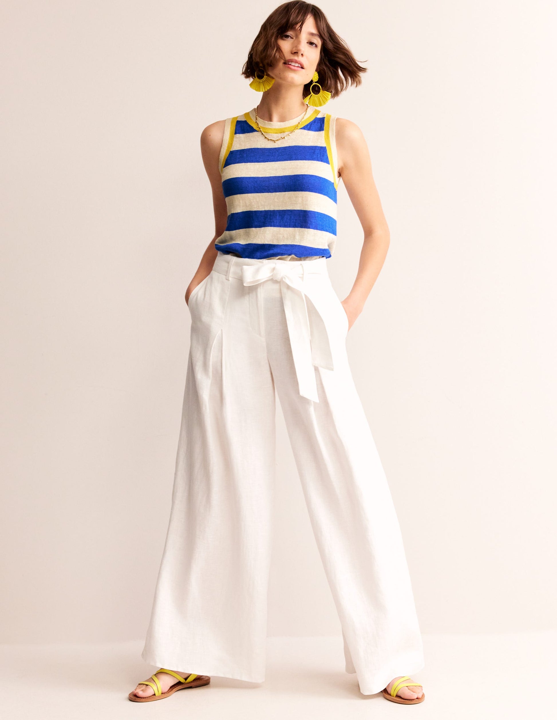 Maggie Linen Vest-Mariner Blue/ Warm Ivory-4