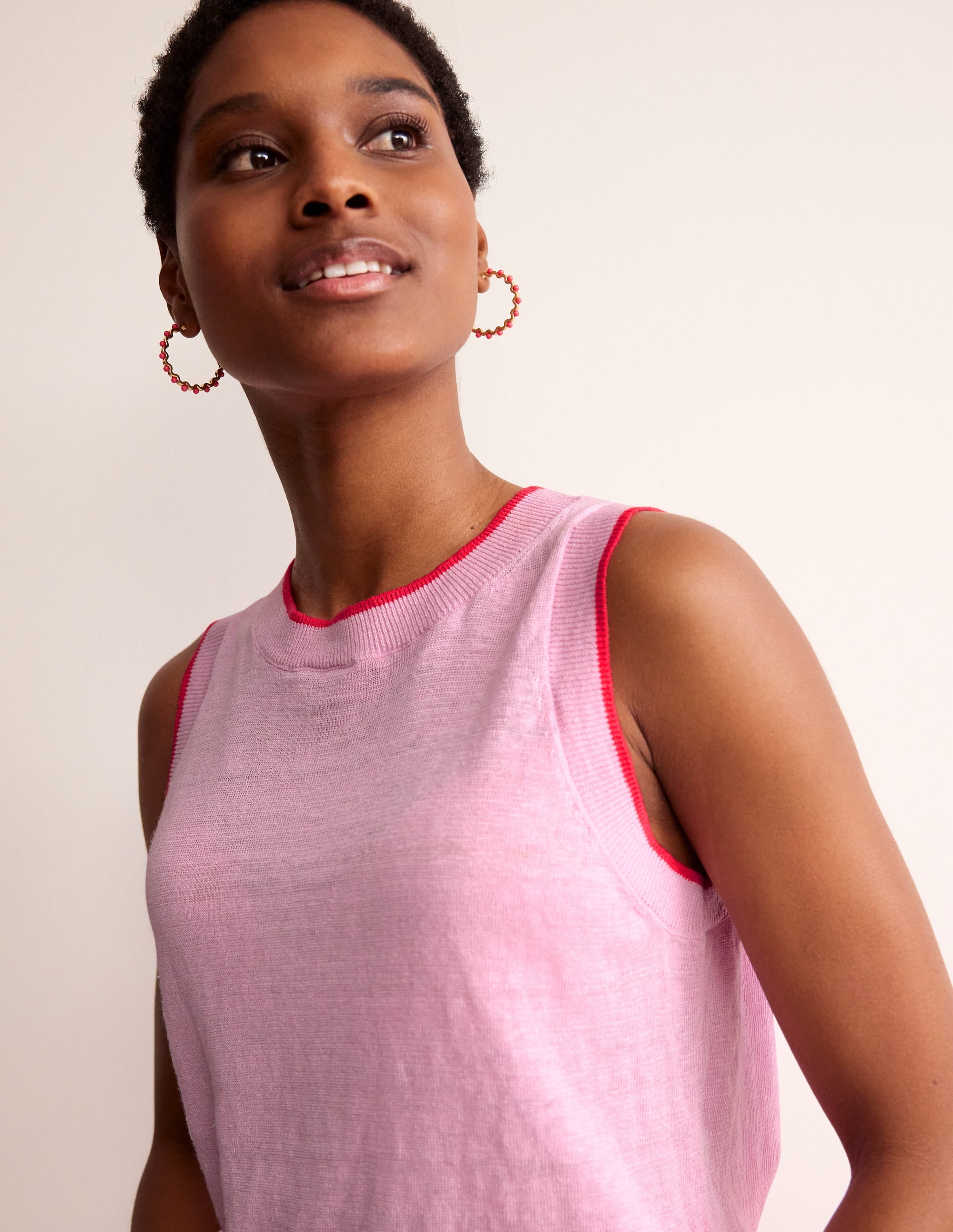 Maggie Linen Vest-Soft Peony Pink - Image 2