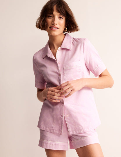 Short Sleeve Pyjama Top-Pink, Bunny Hop