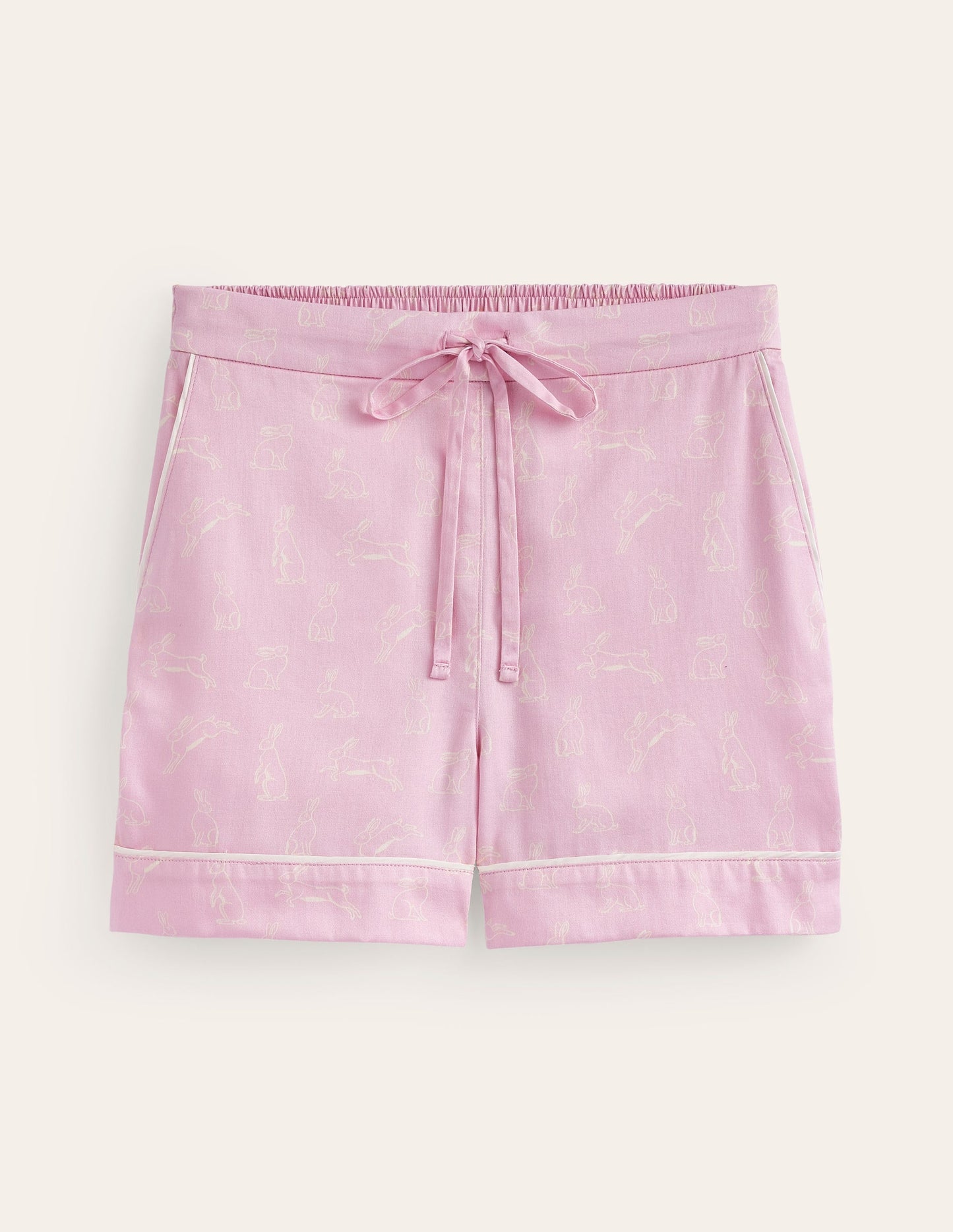 Cotton Sateen Pyjama Shorts-Pink, Bunny Hop