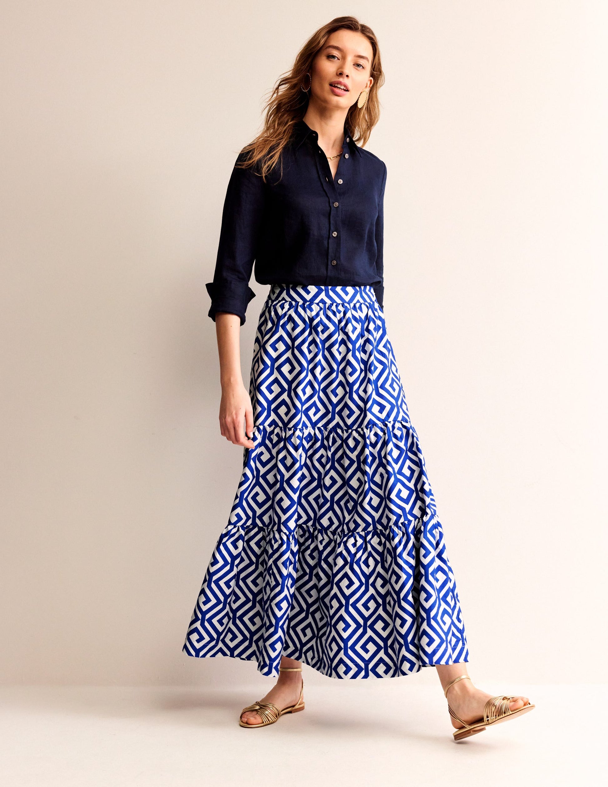 Lorna Tiered Maxi Skirt-Surf the web, Maze-1
