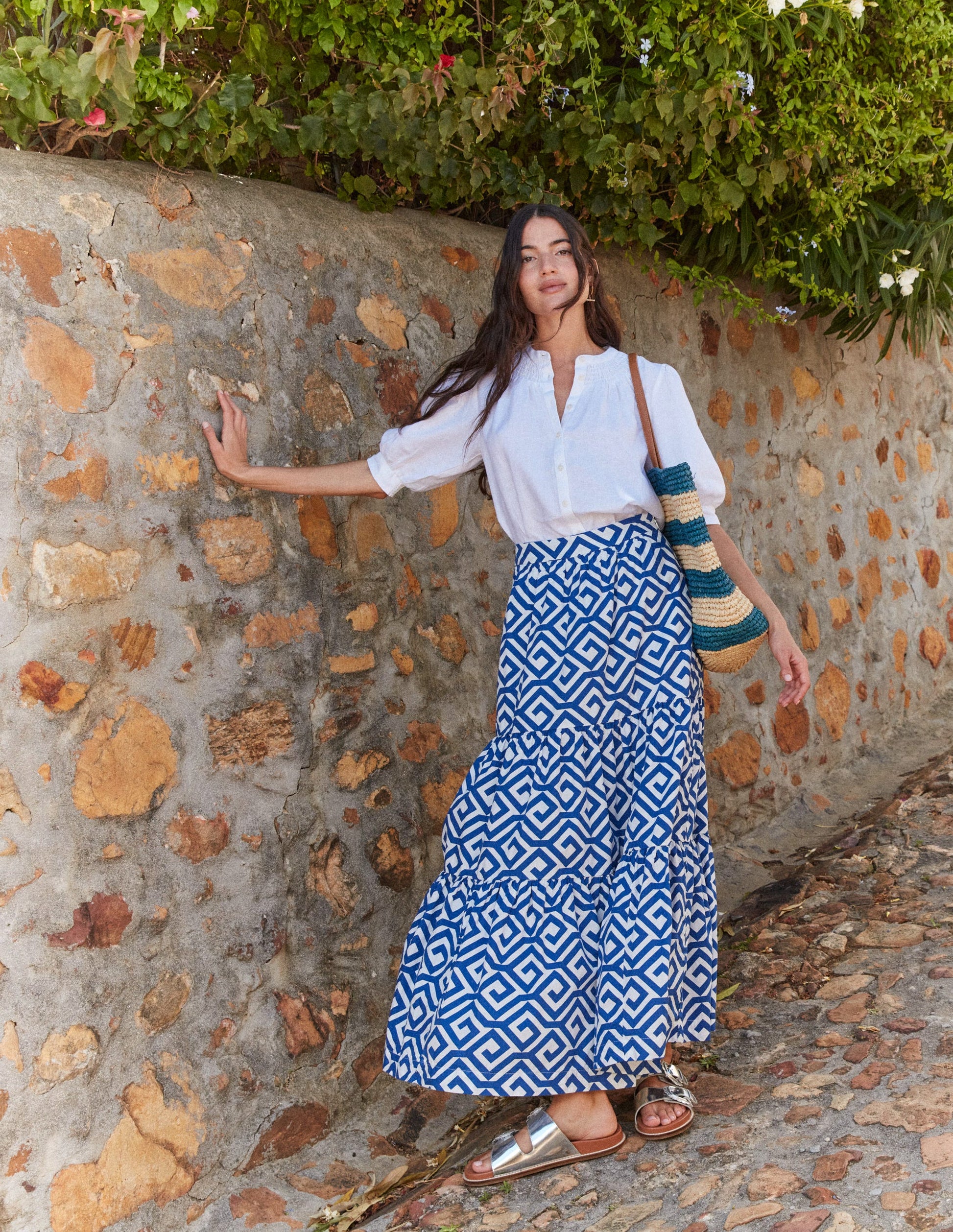 Lorna Tiered Maxi Skirt-Surf the web, Maze-5